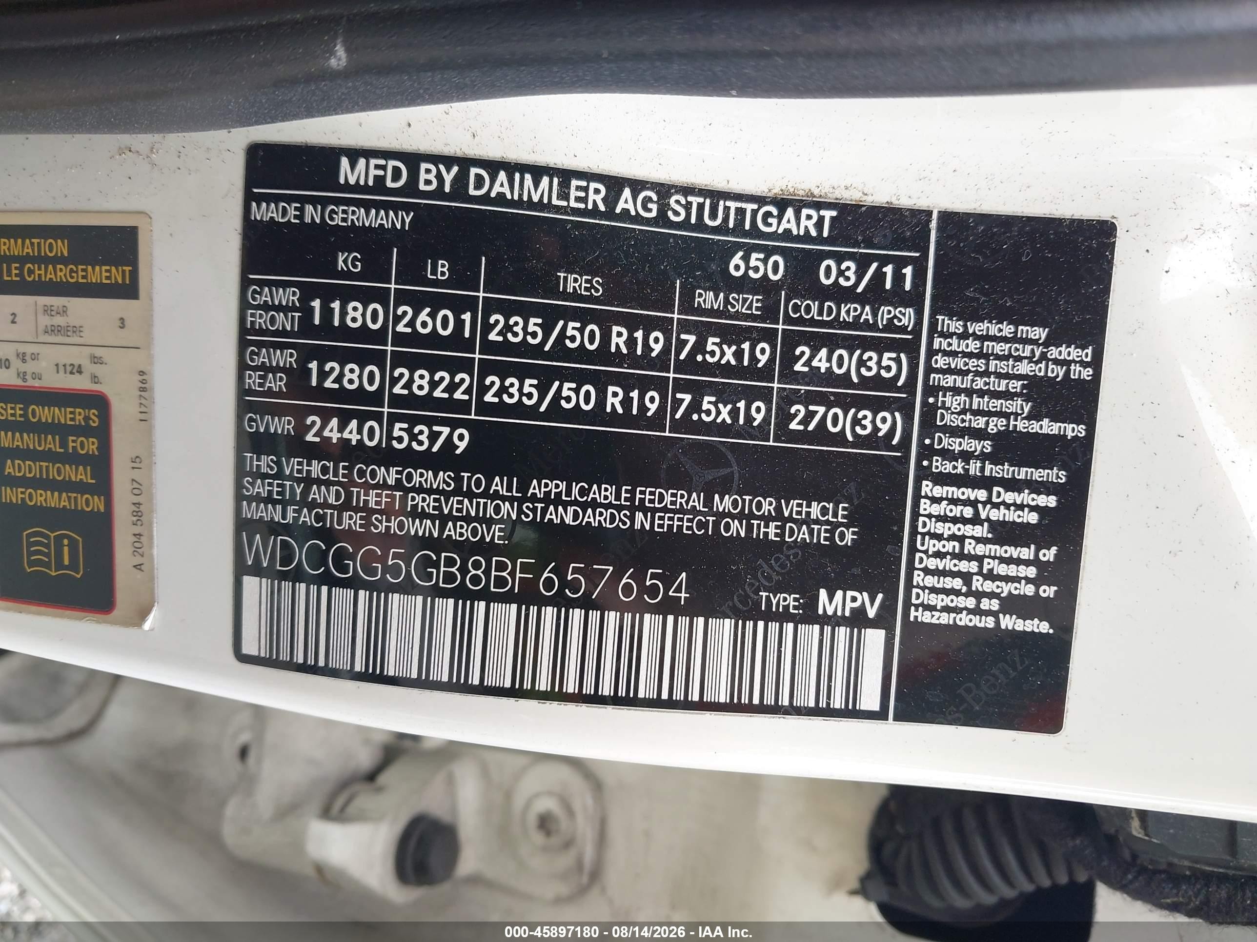 2011 Mercedes-benz Glk 350   White vin: WDCGG5GB8BF657654