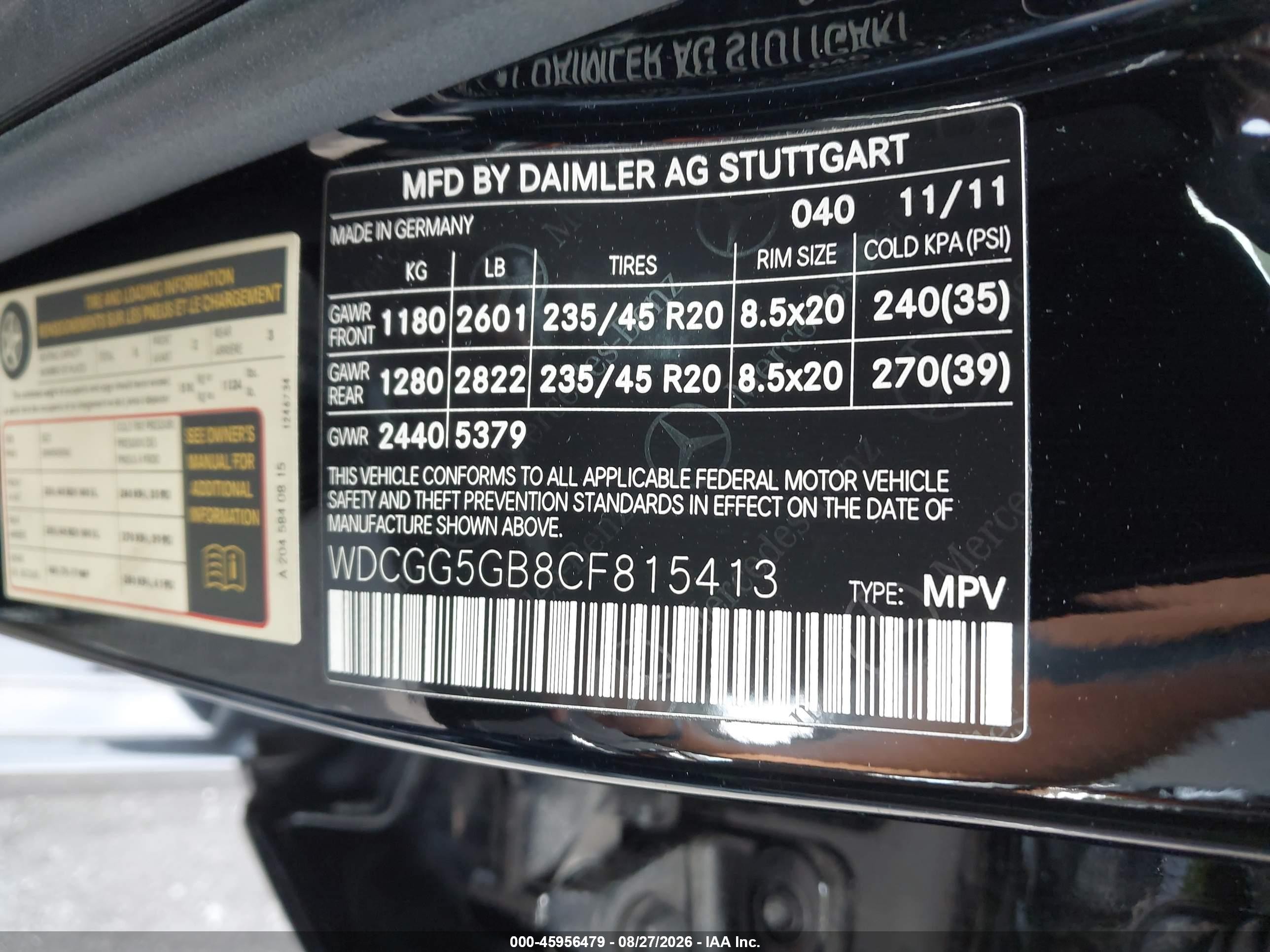 2012 Mercedes-benz Glk 350   Черный vin: WDCGG5GB8CF815413