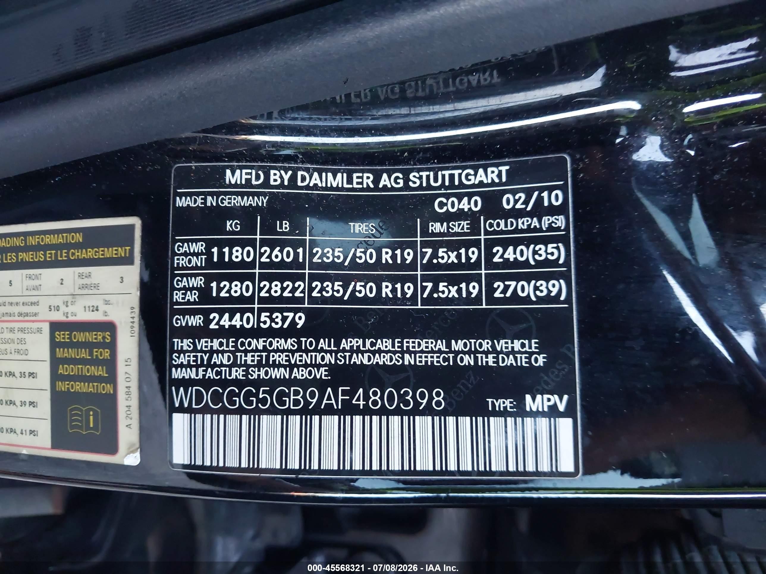 2010 Mercedes-benz Glk 350   Black vin: WDCGG5GB9AF480398