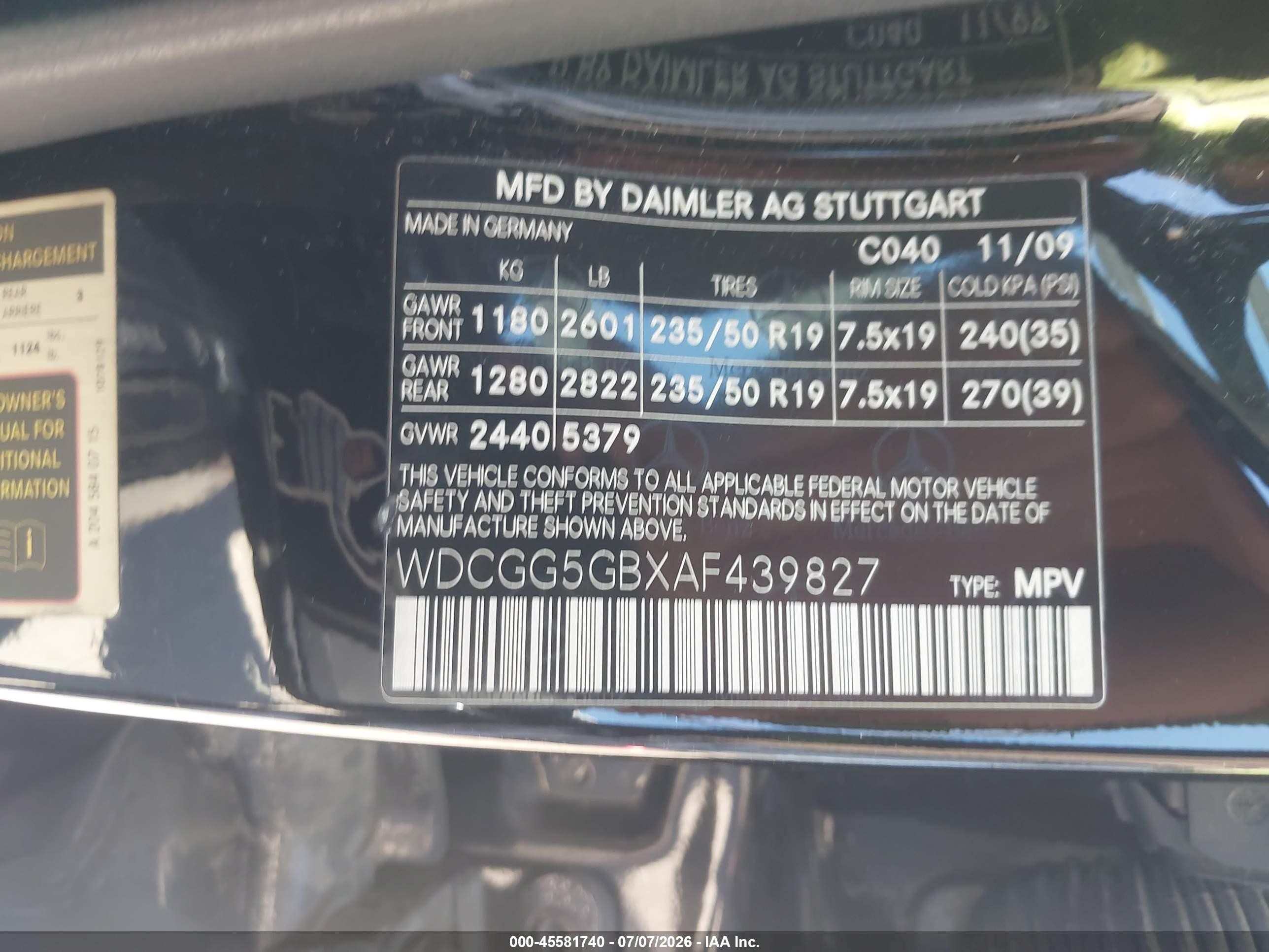 2010 Mercedes-benz Glk 350   Black vin: WDCGG5GBXAF439827