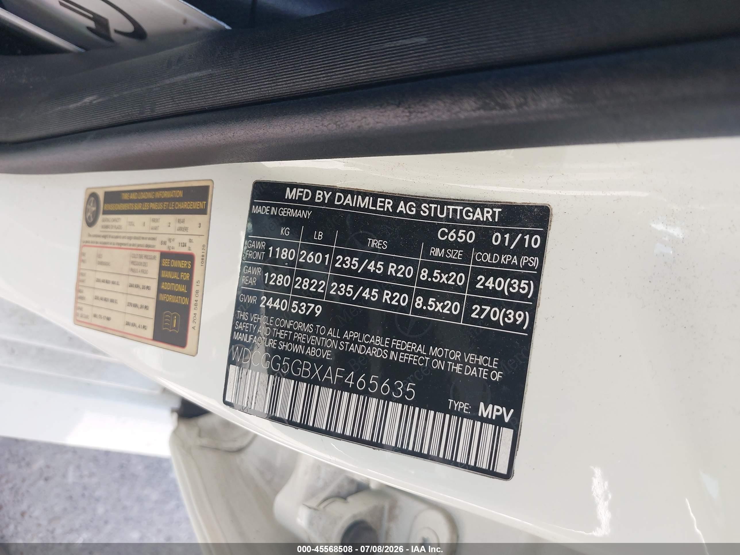2010 Mercedes-benz Glk 350   White vin: WDCGG5GBXAF465635