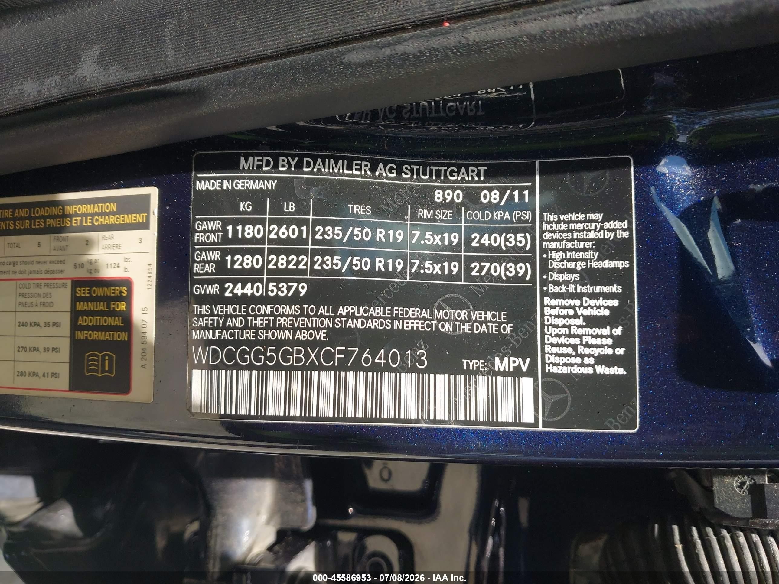 2012 Mercedes-benz Glk 350 Blue vin: WDCGG5GBXCF764013