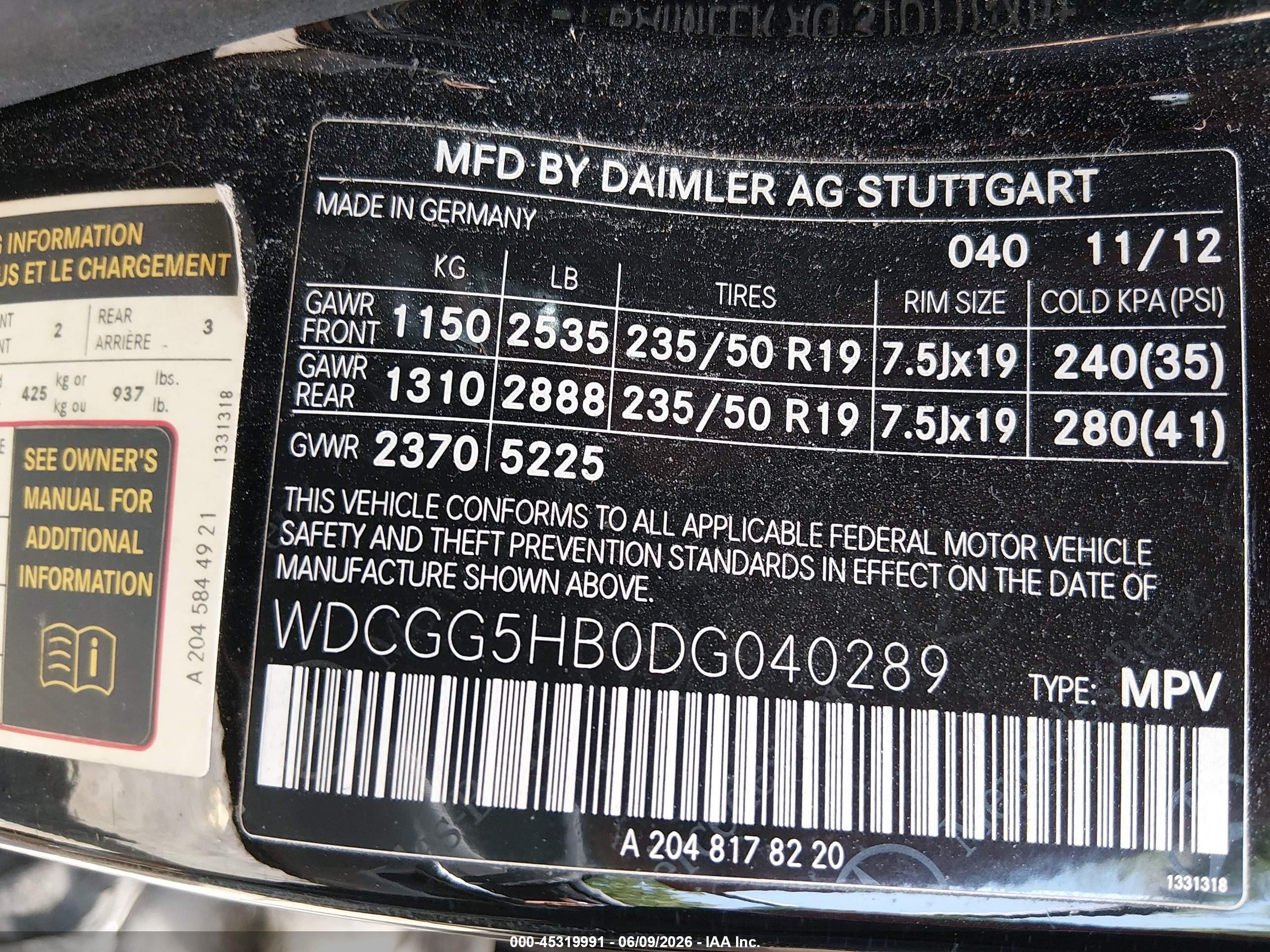 2013 Mercedes-benz Glk 350   Black vin: WDCGG5HB0DG040289