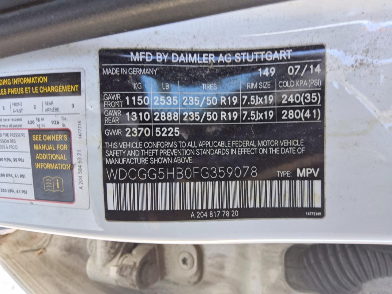 2015 Mercedes-benz Glk Белый vin: WDCGG5HB0FG359078