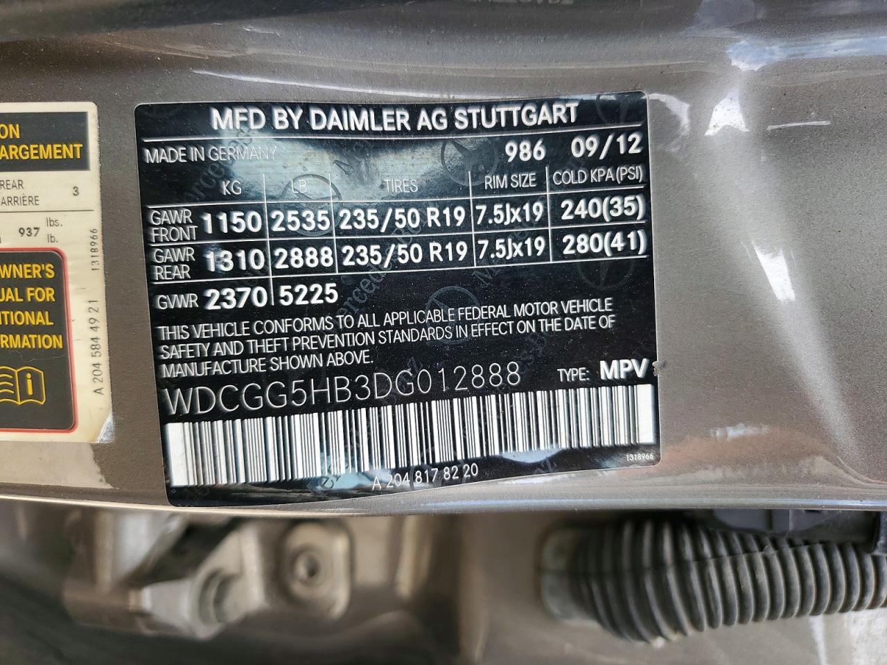 2013 Mercedes-benz Glk 350 Gray vin: WDCGG5HB3DG012888