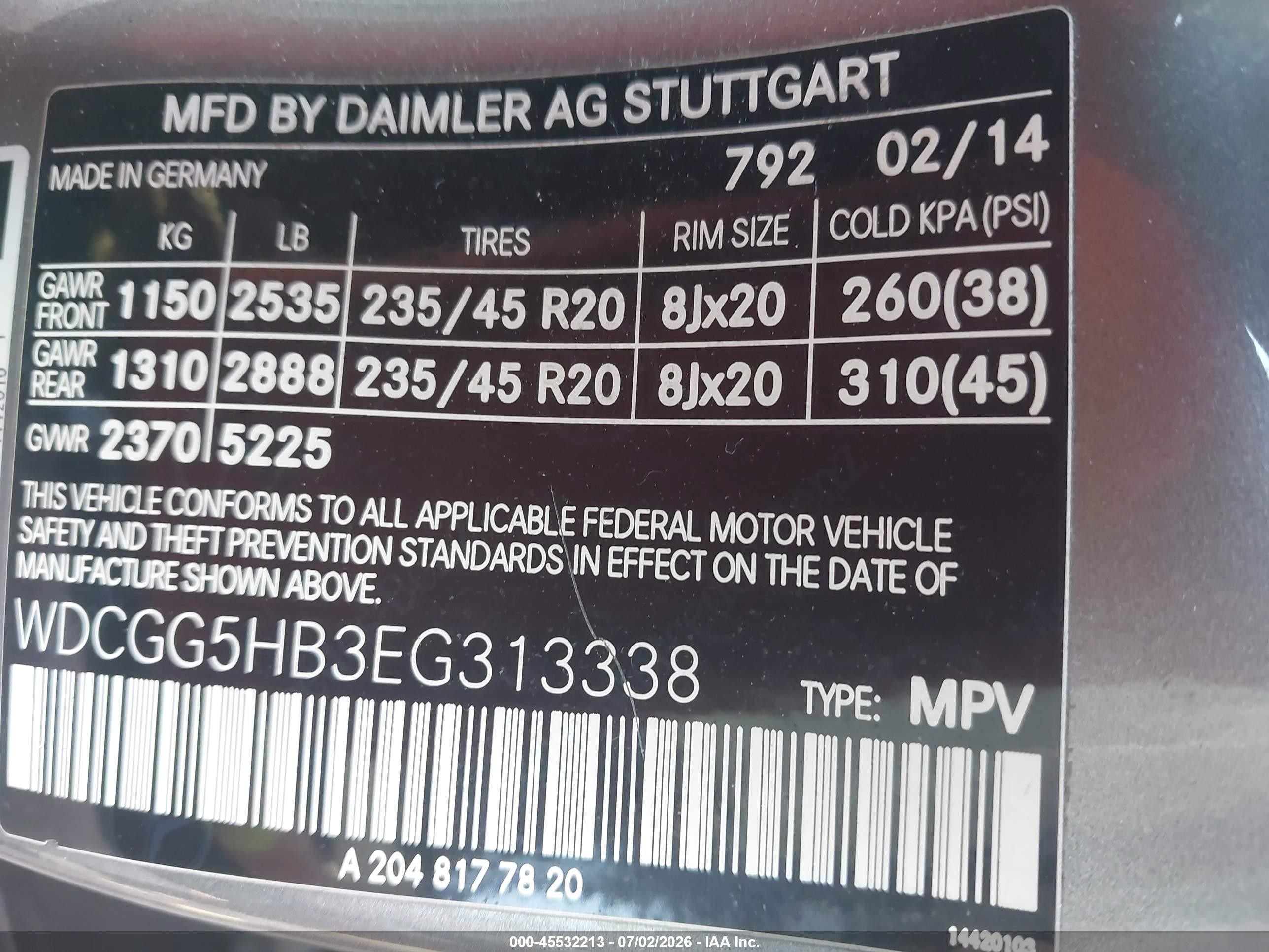 2014 Mercedes-benz Glk 350   Серый vin: WDCGG5HB3EG313338