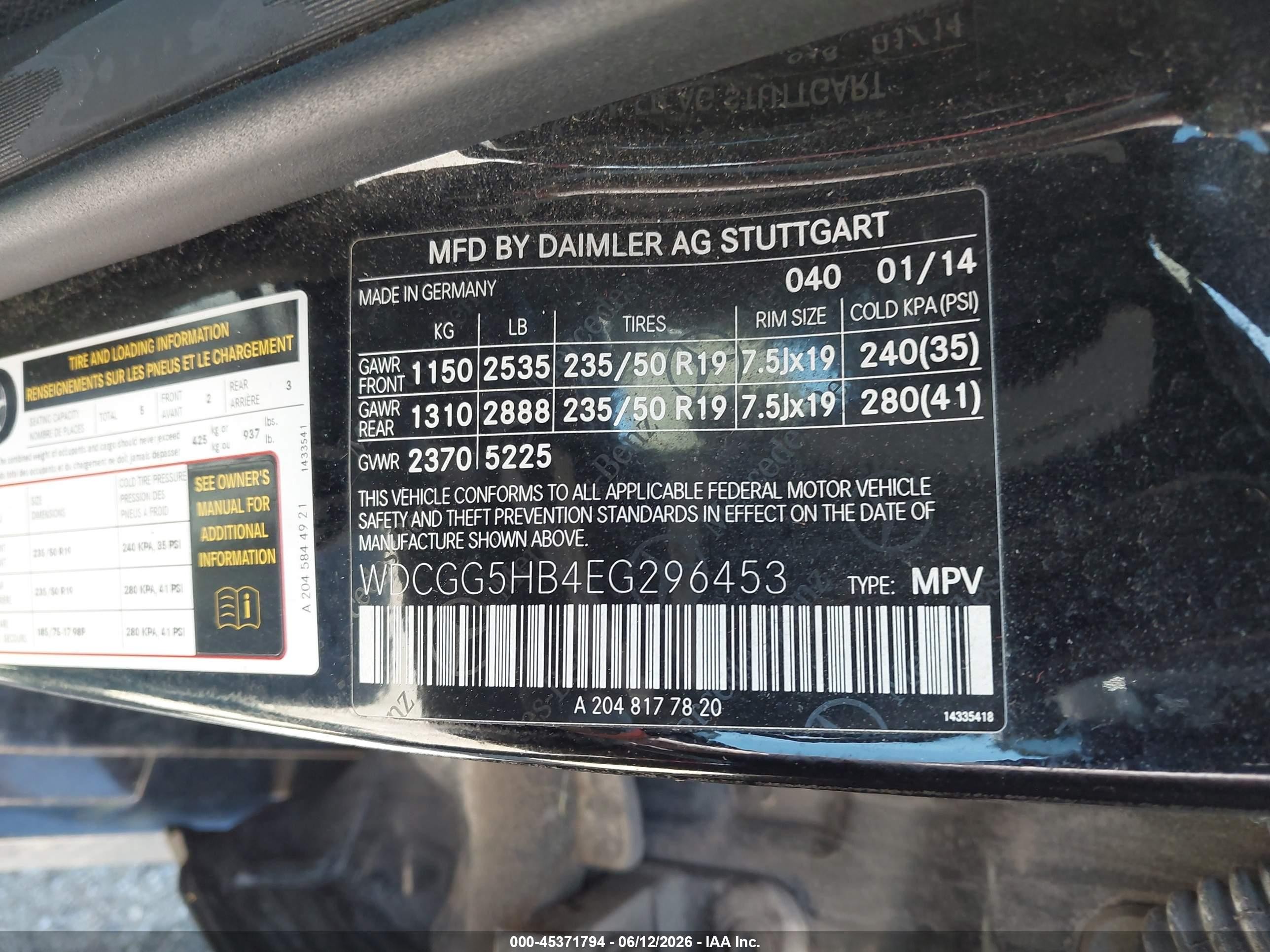 2014 Mercedes-benz Glk 350   Black vin: WDCGG5HB4EG296453