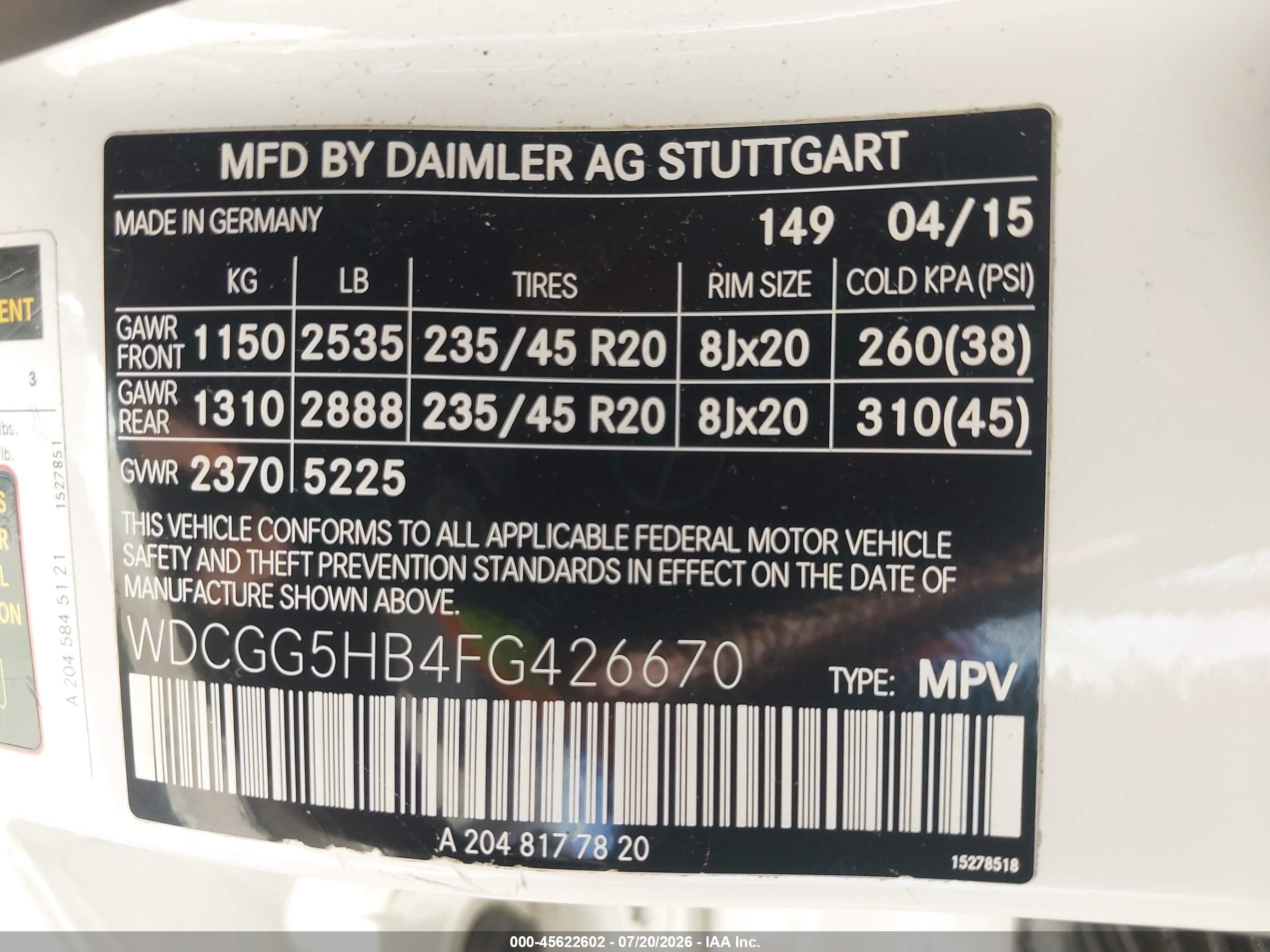 2015 Mercedes-benz Glk 350 Белый vin: WDCGG5HB4FG426670