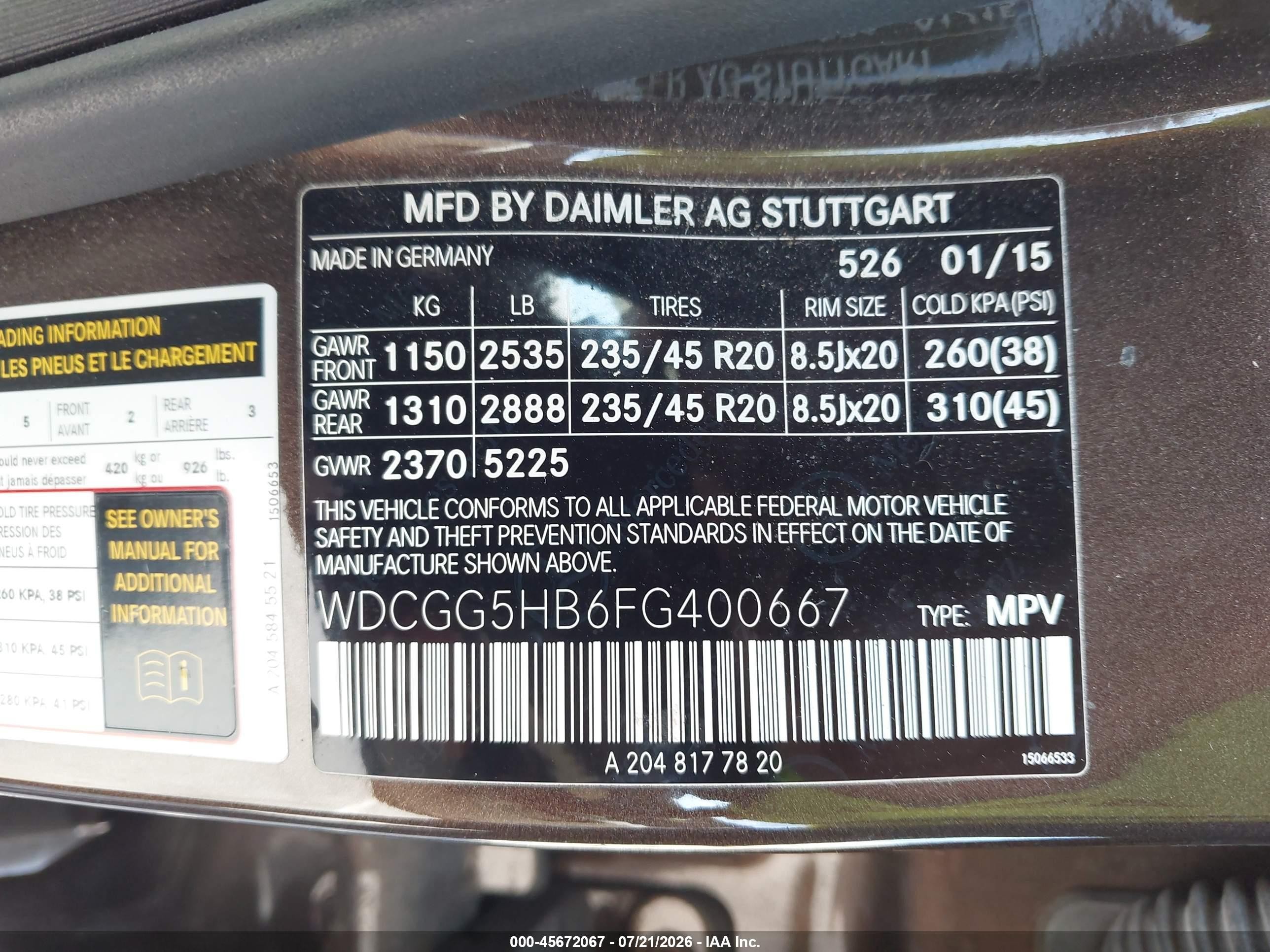 2015 Mercedes-benz Glk 350   Brown vin: WDCGG5HB6FG400667