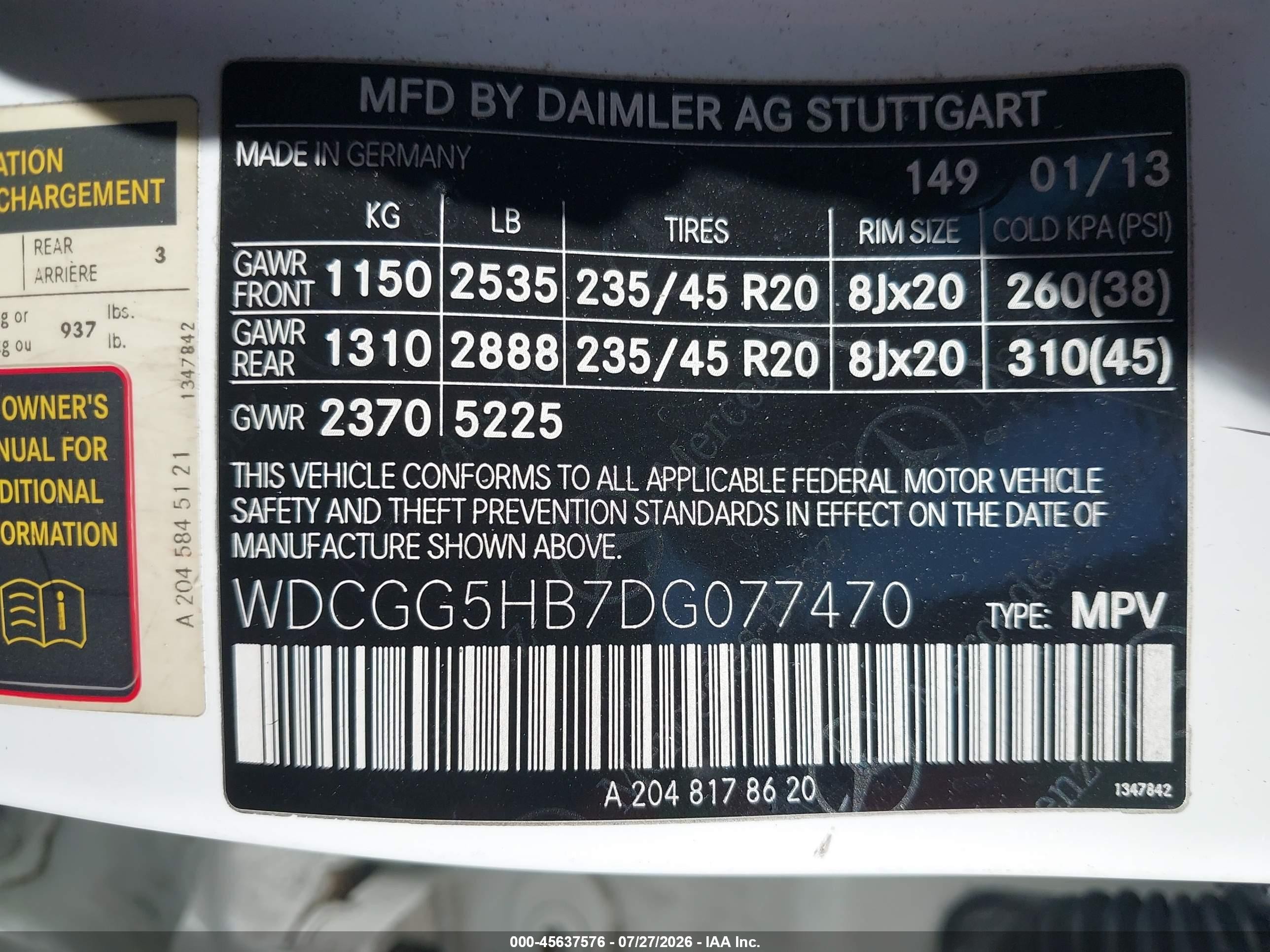 2013 Mercedes-benz Glk 350   Белый vin: WDCGG5HB7DG077470