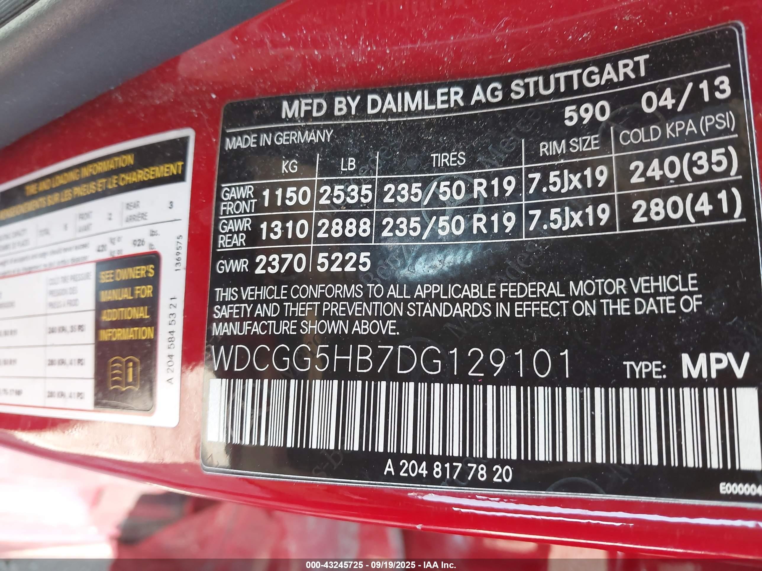 2013 Mercedes-benz Glk 350   Red vin: WDCGG5HB7DG129101