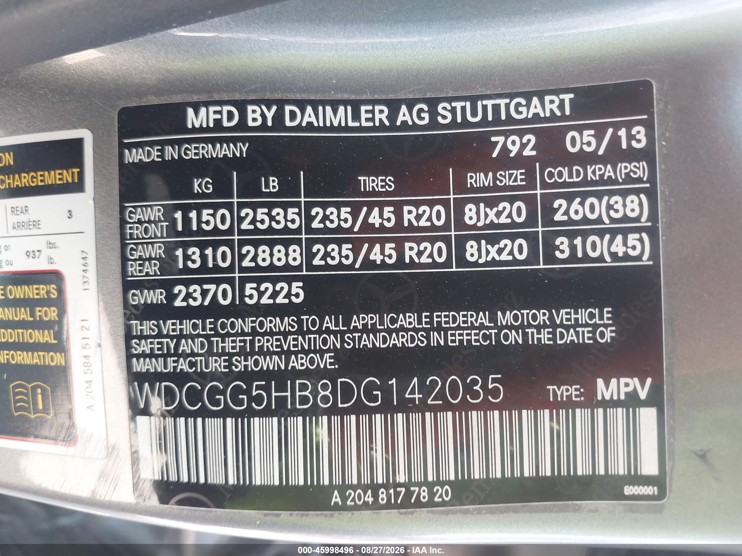 2013 Mercedes-benz Glk 350   Серый vin: WDCGG5HB8DG142035