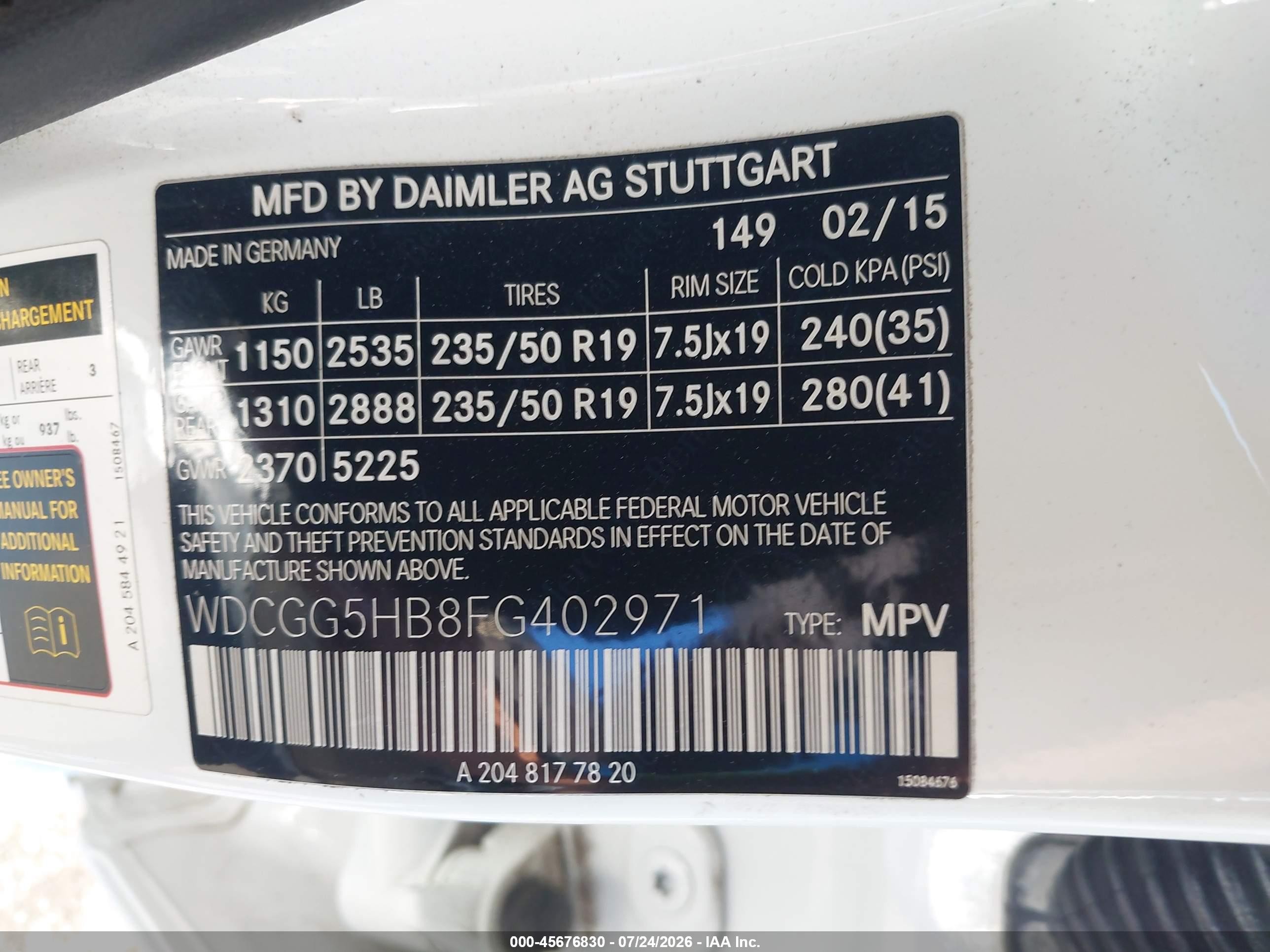 2015 Mercedes-benz Glk 350   White vin: WDCGG5HB8FG402971