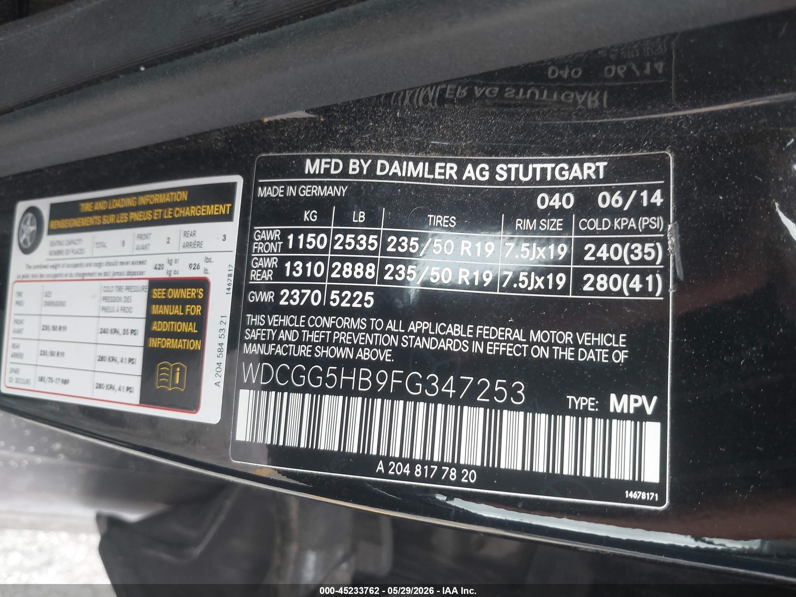 2015 Mercedes-benz Glk 350   Черный vin: WDCGG5HB9FG347253