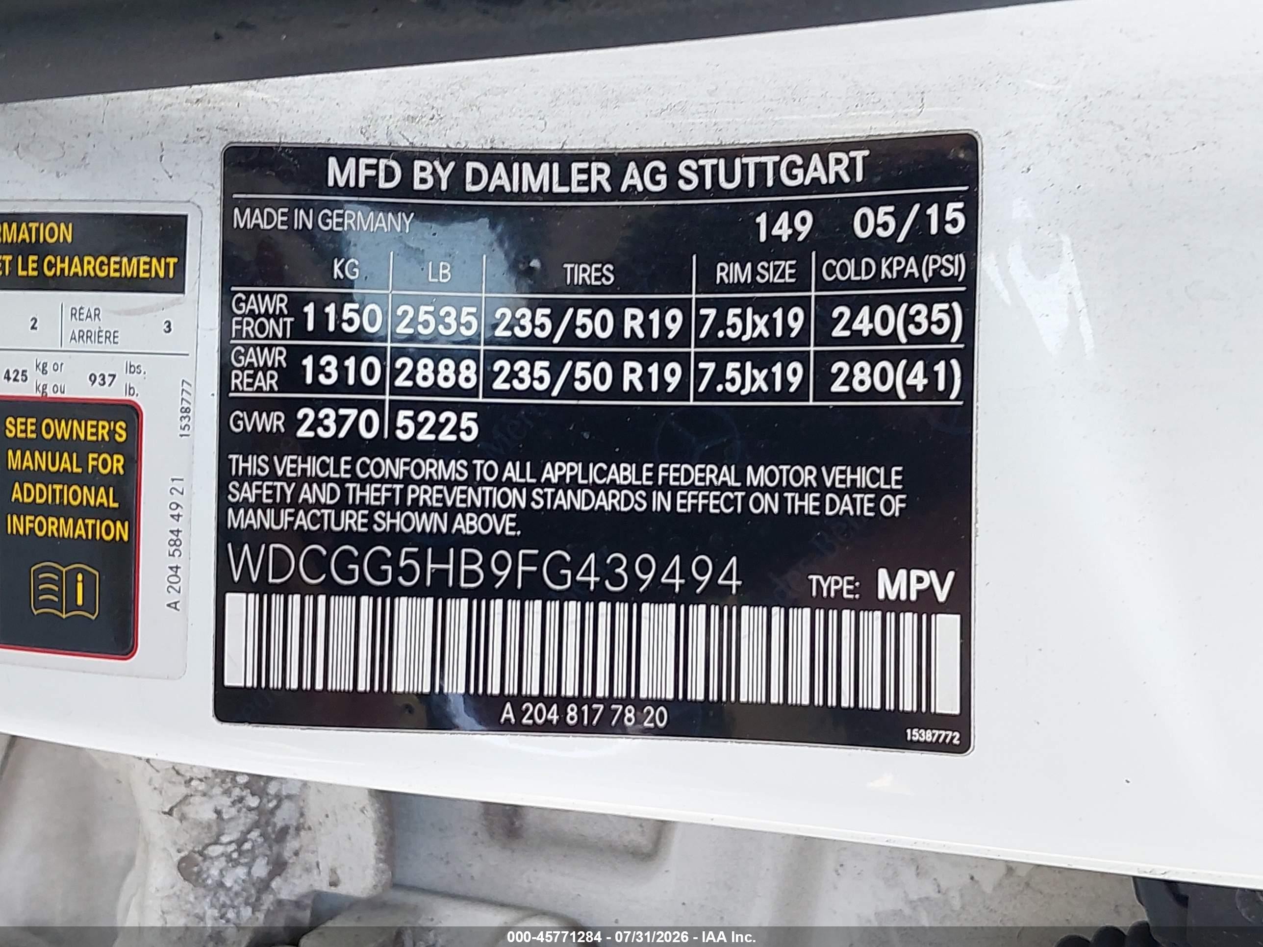 2015 Mercedes-benz Glk 350   White vin: WDCGG5HB9FG439494
