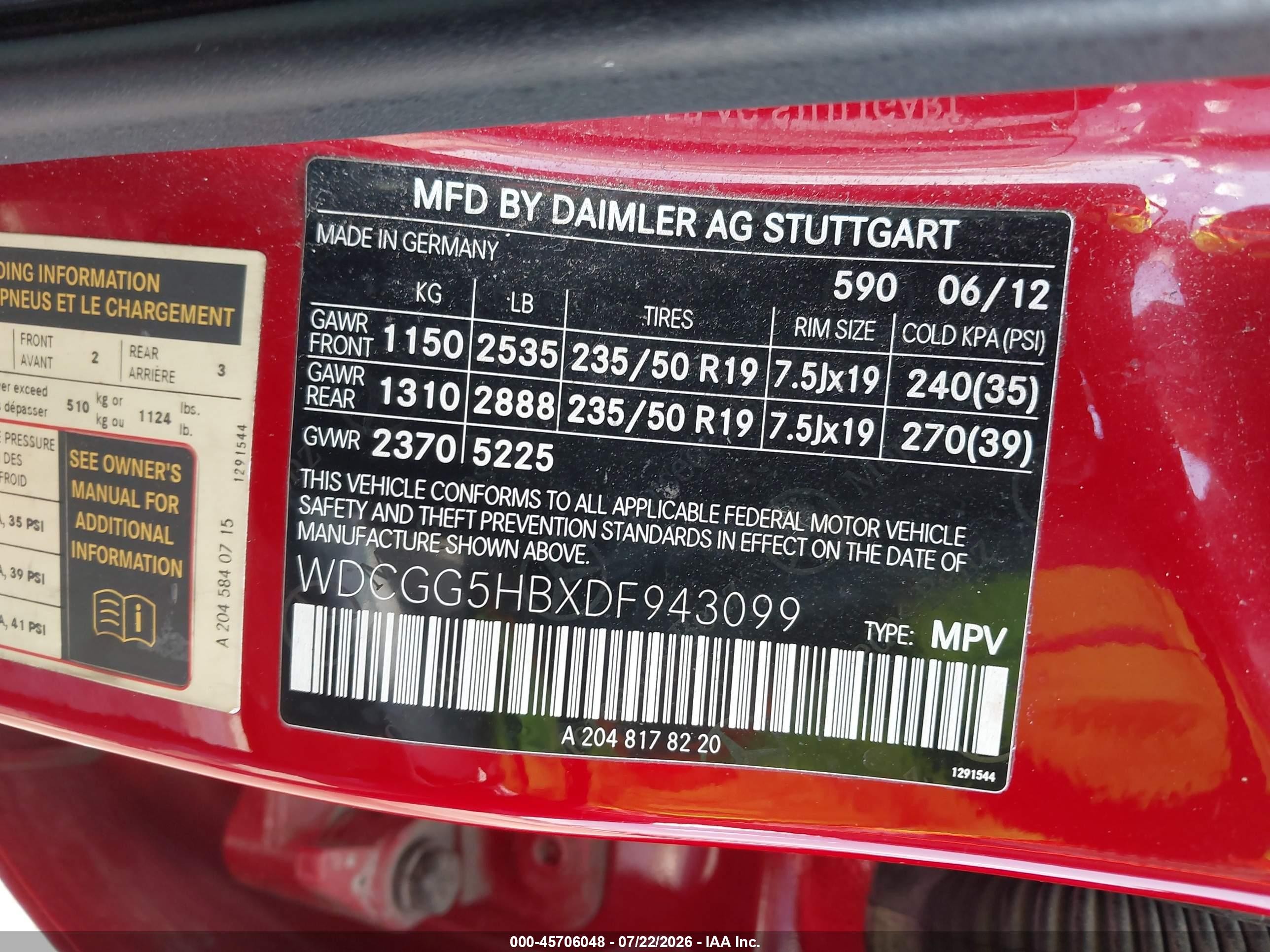 2013 Mercedes-benz Glk 350   Red vin: WDCGG5HBXDF943099