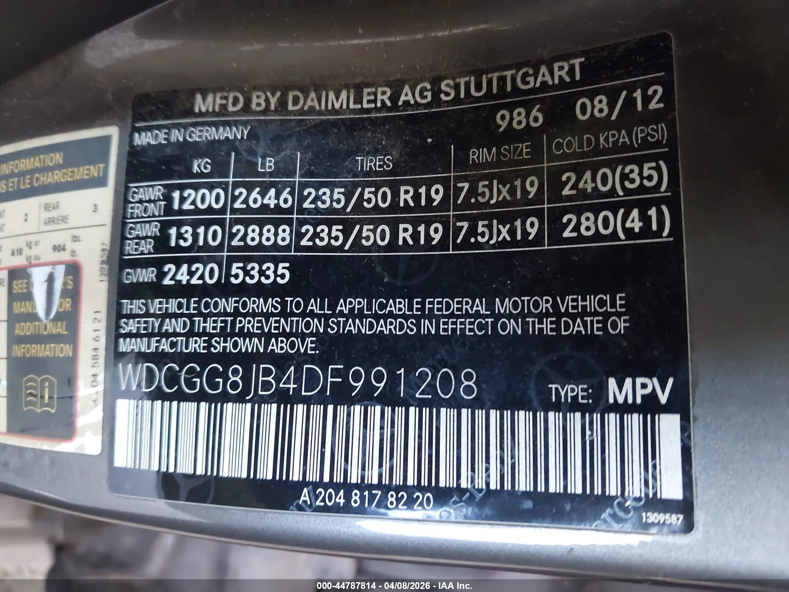 2013 Mercedes-benz Glk 350 4matic Серый vin: WDCGG8JB4DF991208