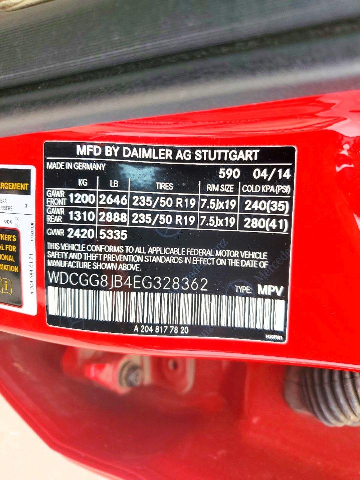 2014 Mercedes-benz Glk 350 4matic Red vin: WDCGG8JB4EG328362