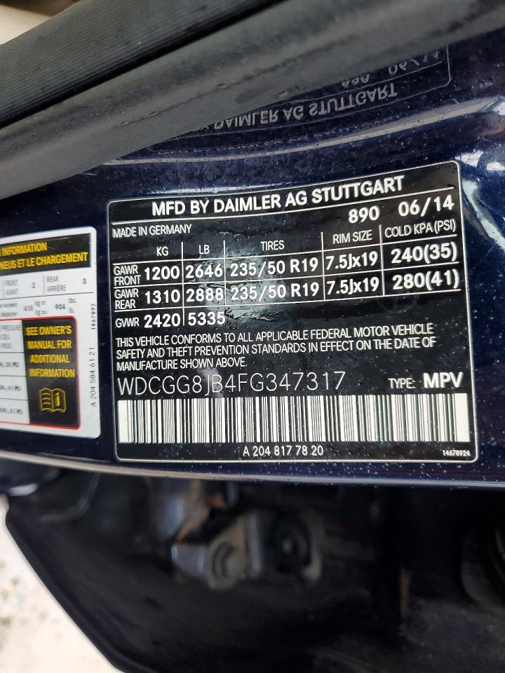 2015 Mercedes-benz Glk 350 4matic Blue vin: WDCGG8JB4FG347317
