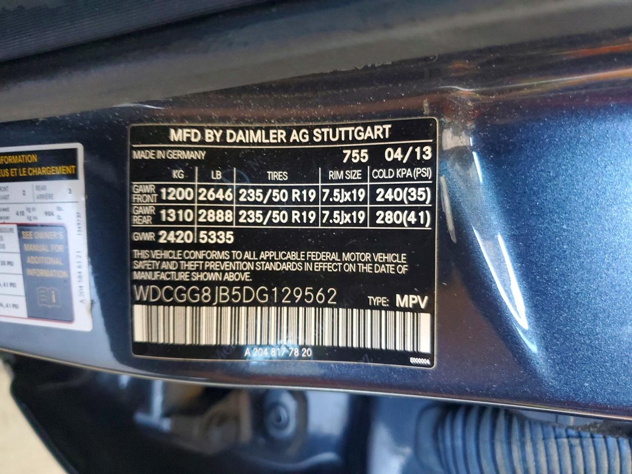 2013 Mercedes-benz Glk 350 4matic Charcoal vin: WDCGG8JB5DG129562