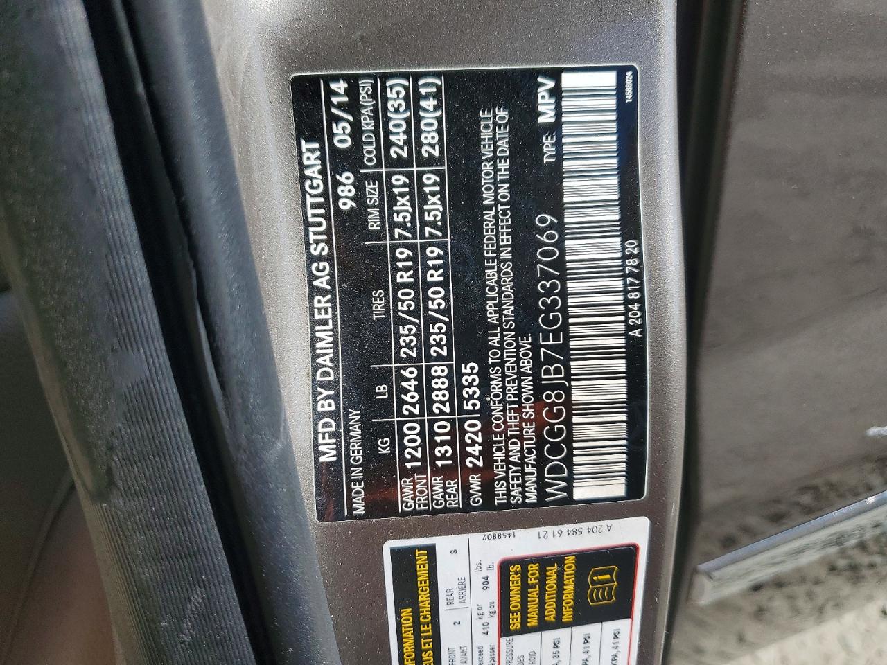 2014 Mercedes-benz Glk 350 4matic Tan vin: WDCGG8JB7EG337069