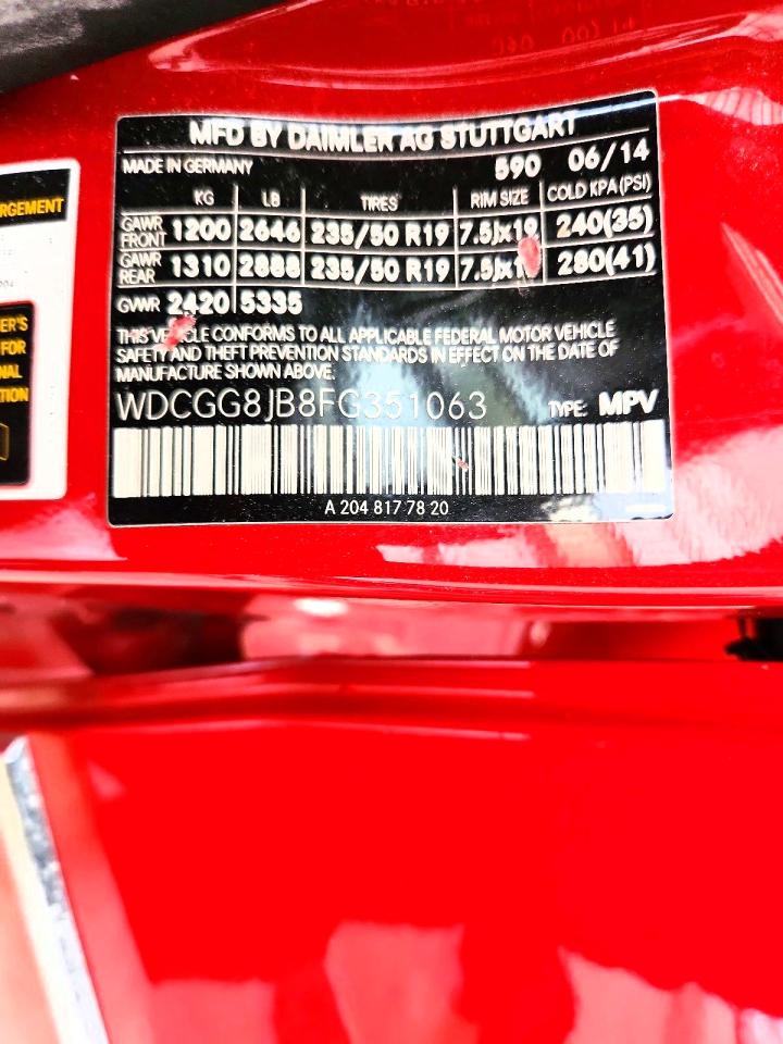 2015 Mercedes-benz Glk 350 4matic Red vin: WDCGG8JB8FG351063