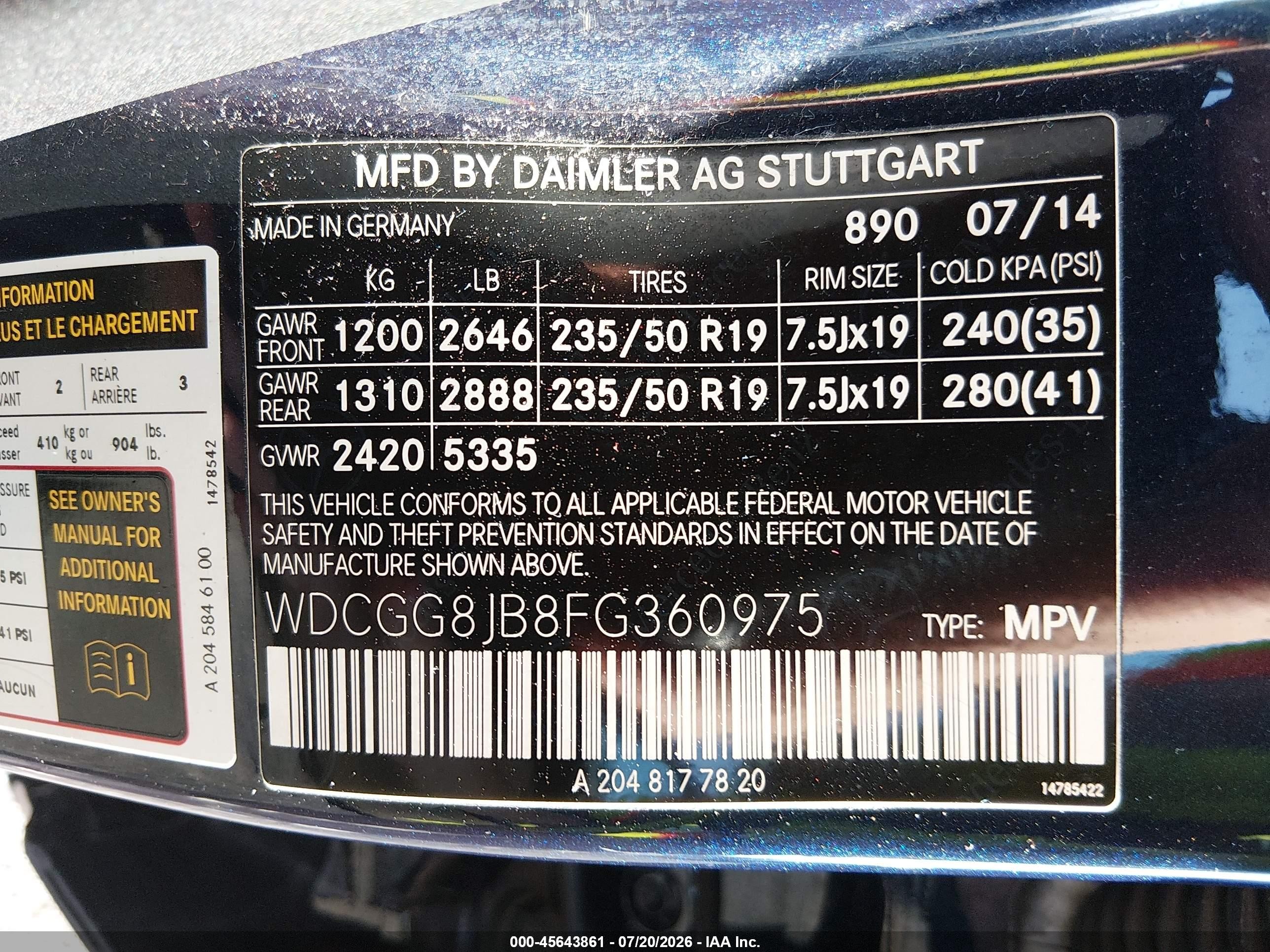 2015 Mercedes-benz Glk 350 4matic Dark Blue vin: WDCGG8JB8FG360975
