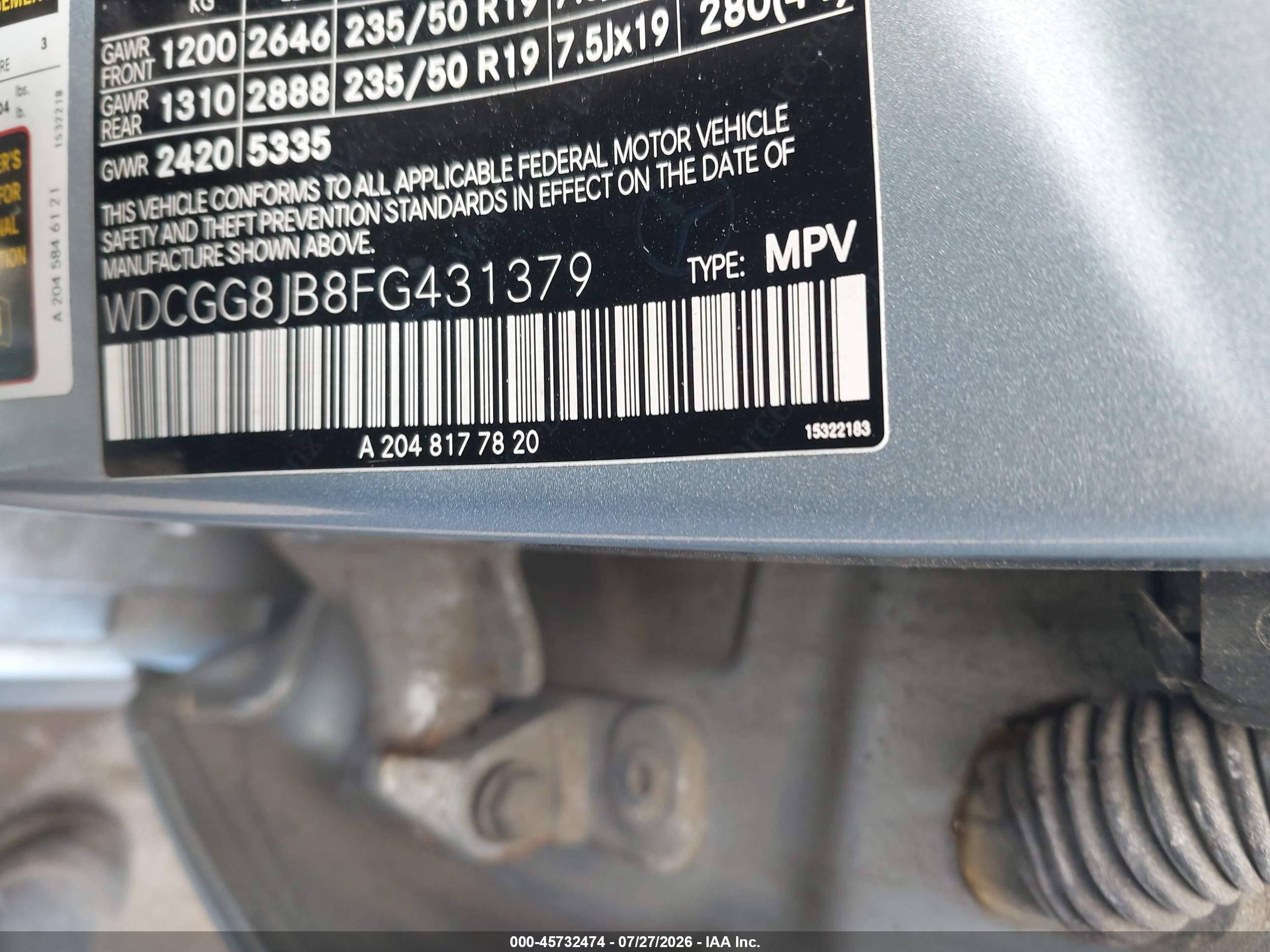 2015 Mercedes-benz Glk 350 4matic Синий vin: WDCGG8JB8FG431379