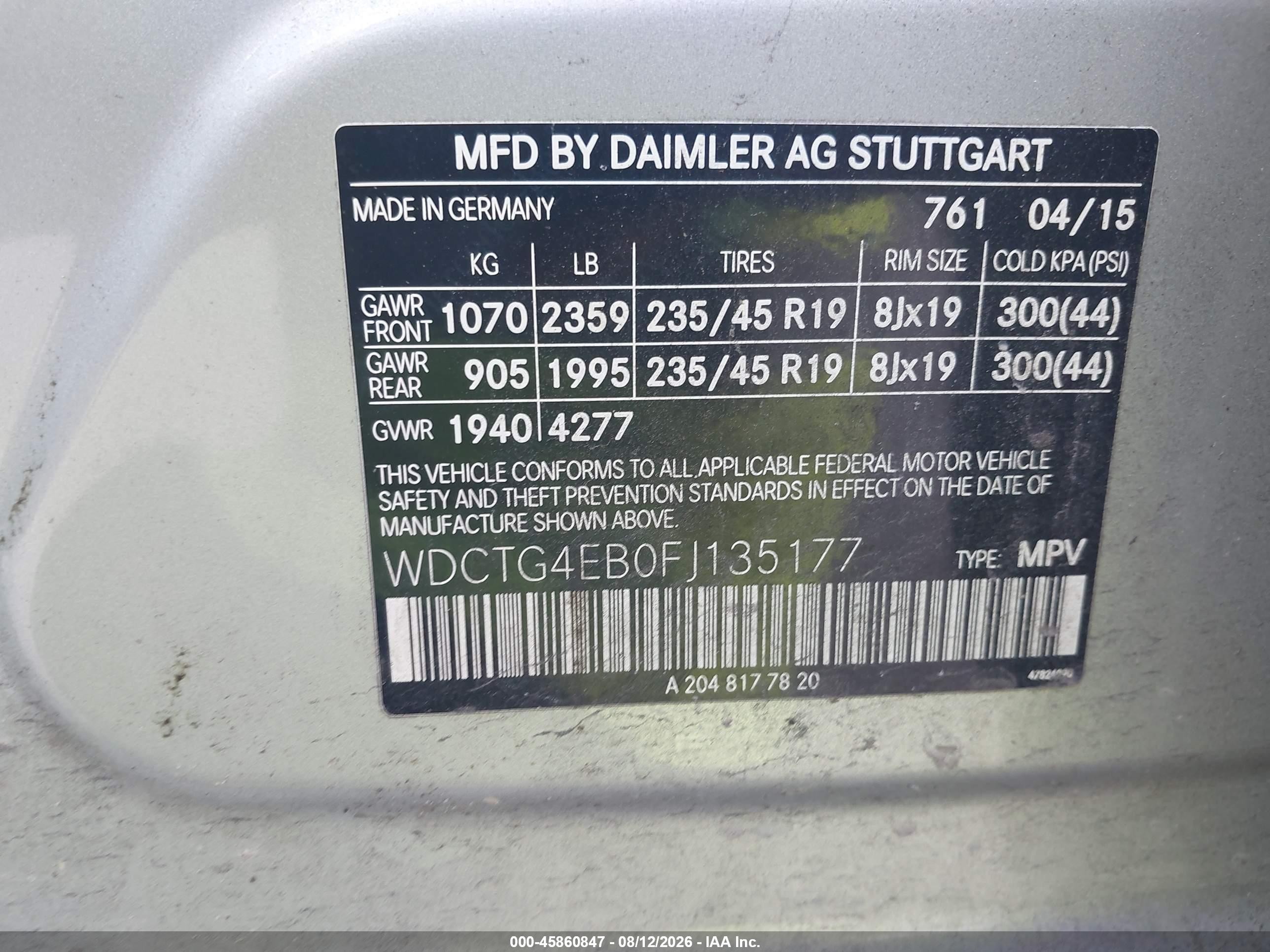 2015 Mercedes-benz Gla 250   Серебряный vin: WDCTG4EB0FJ135177