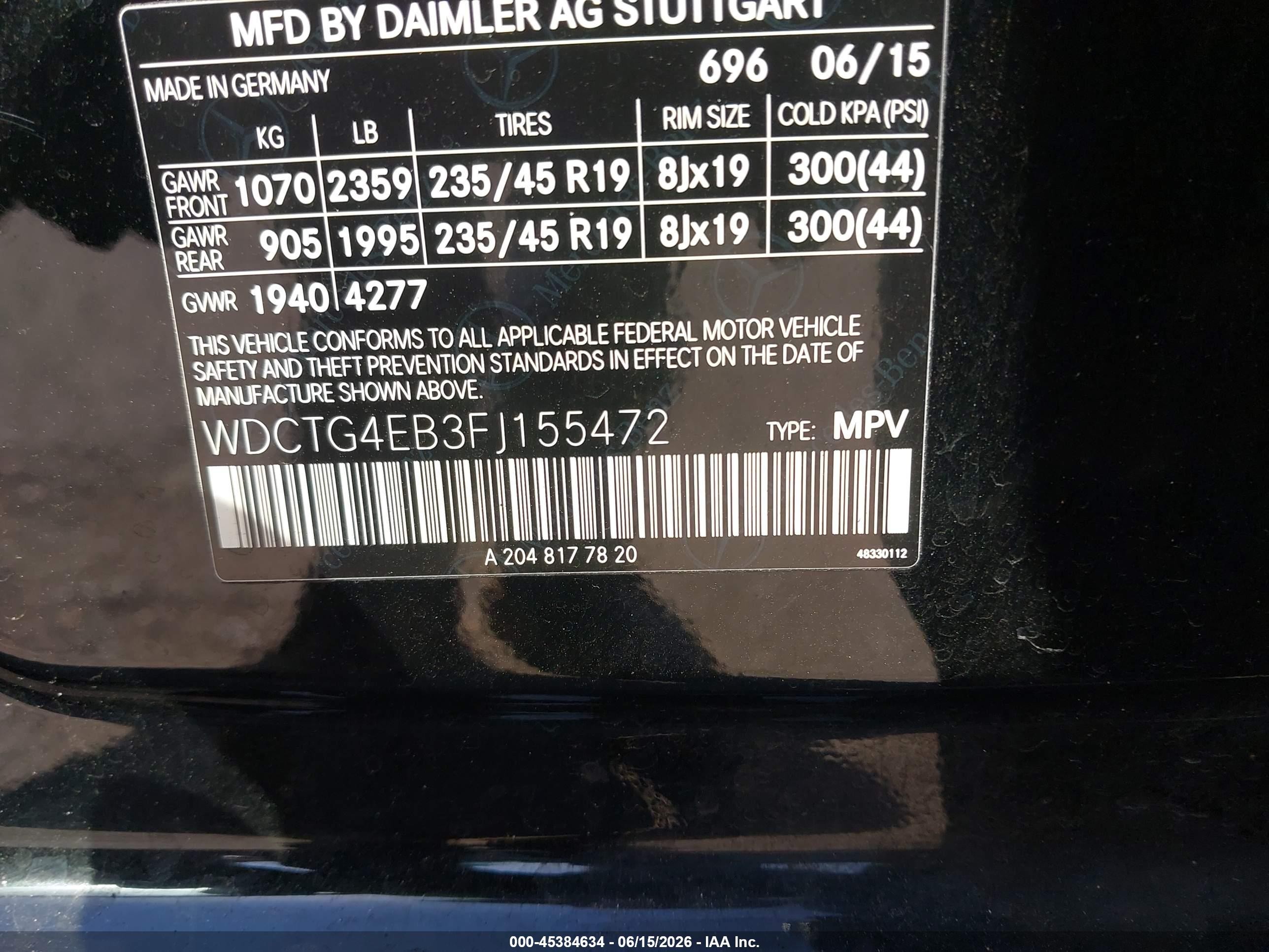 2015 Mercedes-benz Gla 250 Black vin: WDCTG4EB3FJ155472
