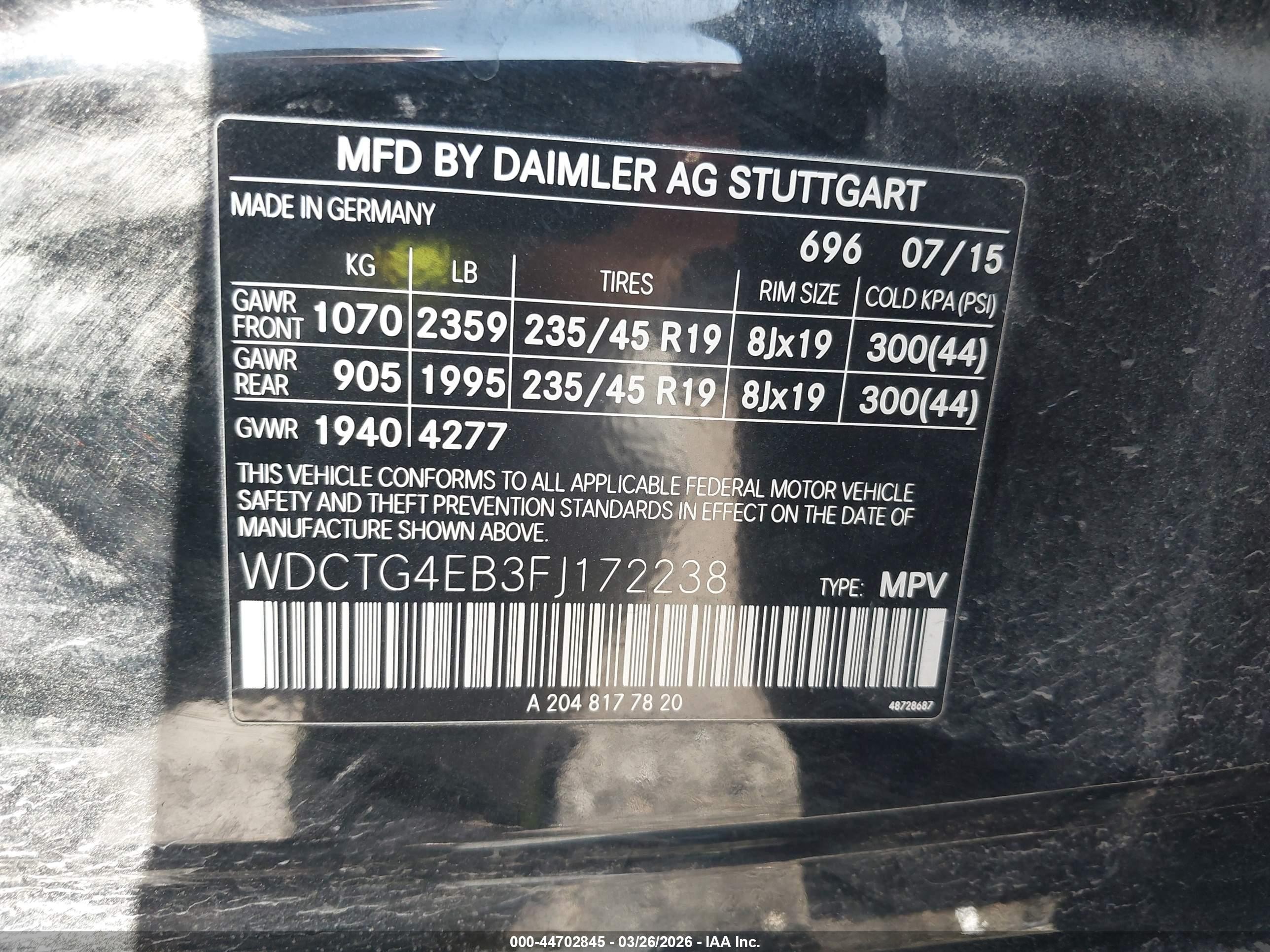 2015 Mercedes-benz Gla 250   Black vin: WDCTG4EB3FJ172238