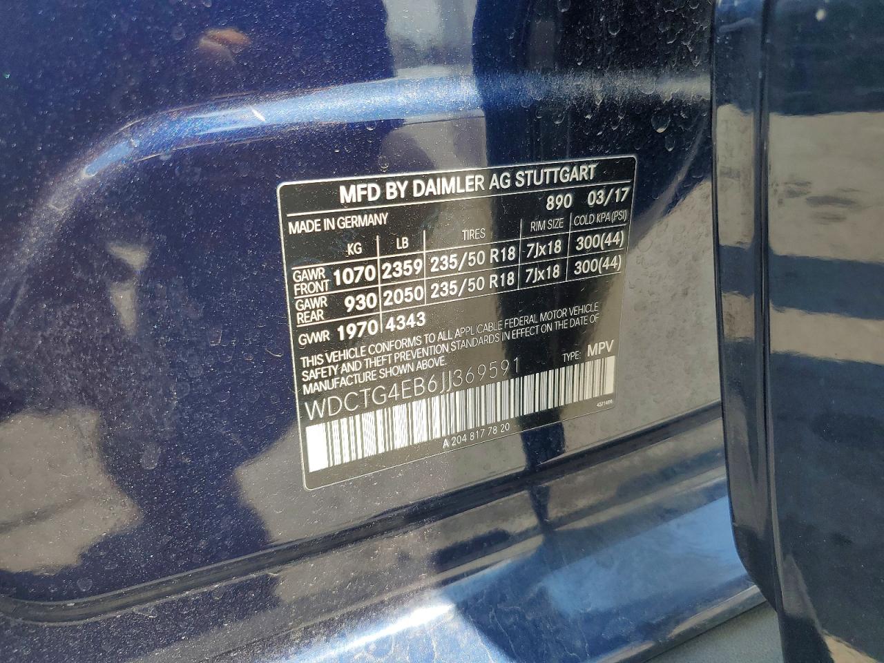 2018 Mercedes-benz Gla 250 Blue vin: WDCTG4EB6JJ369591