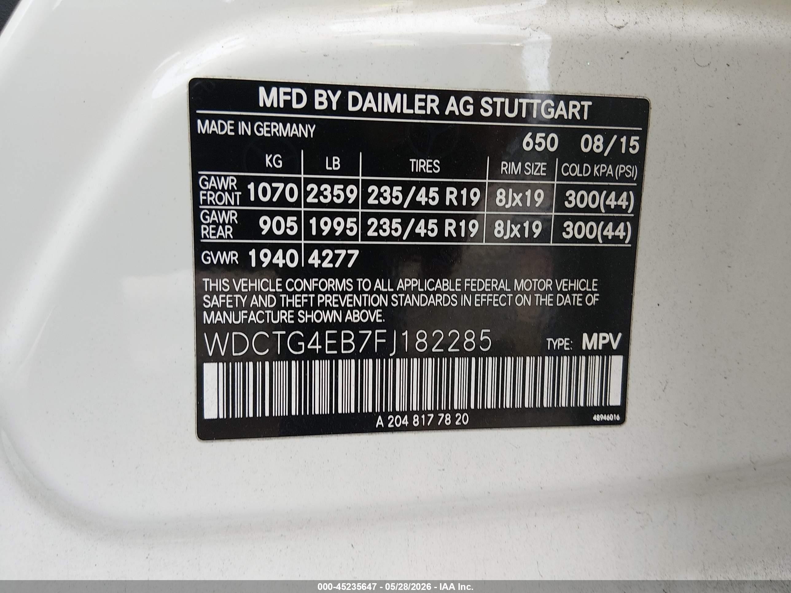 2015 Mercedes-benz Gla 250   White vin: WDCTG4EB7FJ182285