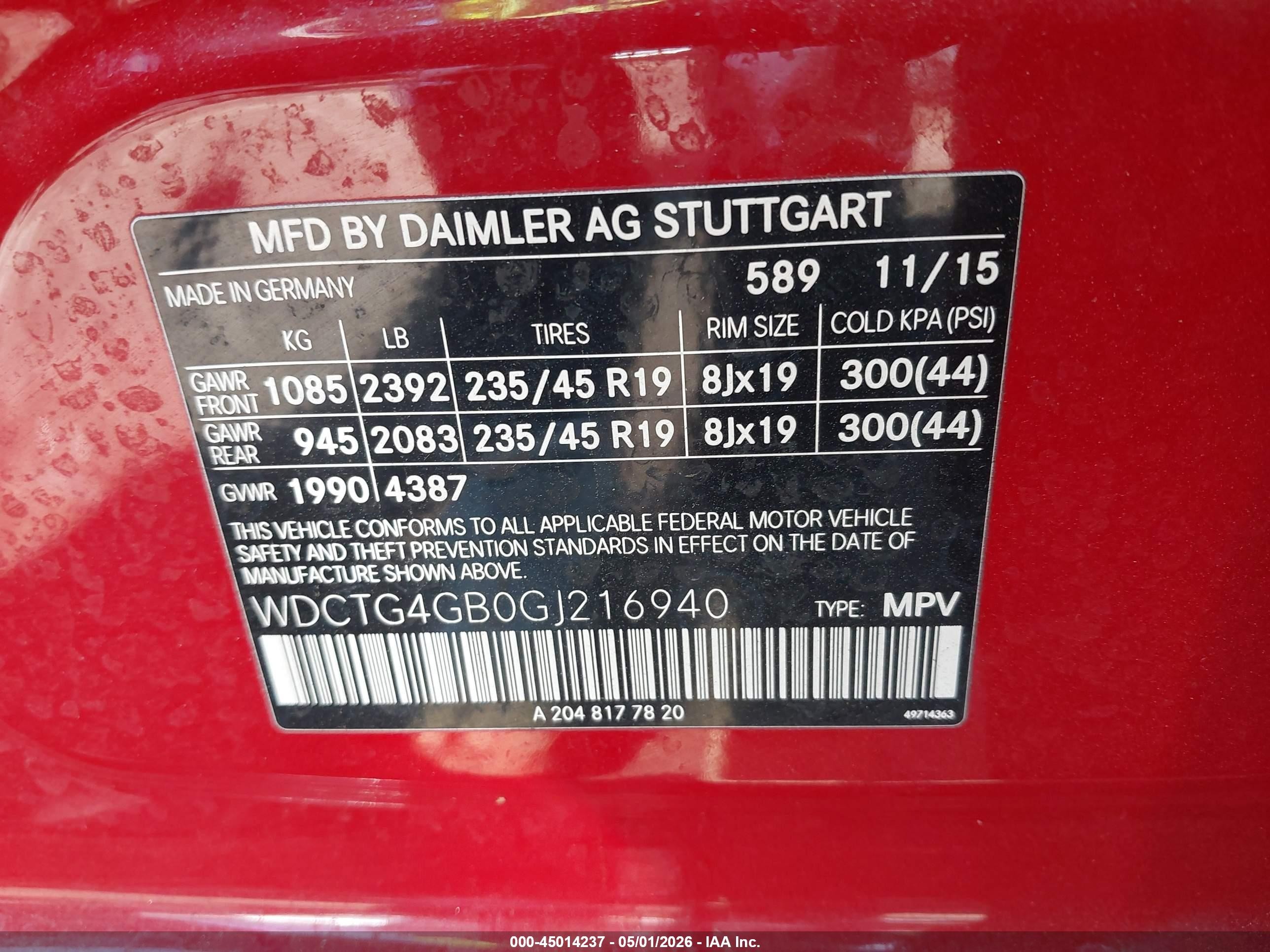 2016 Mercedes-benz Gla 250 4matic Красный vin: WDCTG4GB0GJ216940