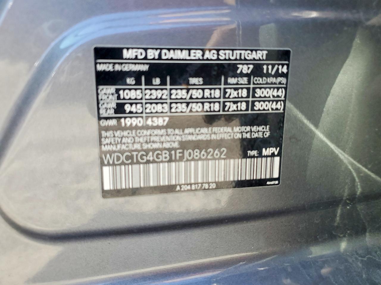 2015 Mercedes-benz Gla 250 4matic Серый vin: WDCTG4GB1FJ086262