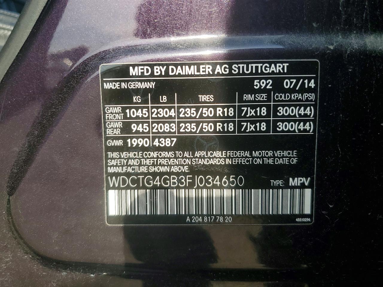 2015 Mercedes-benz Gla 250 4matic Purple vin: WDCTG4GB3FJ034650