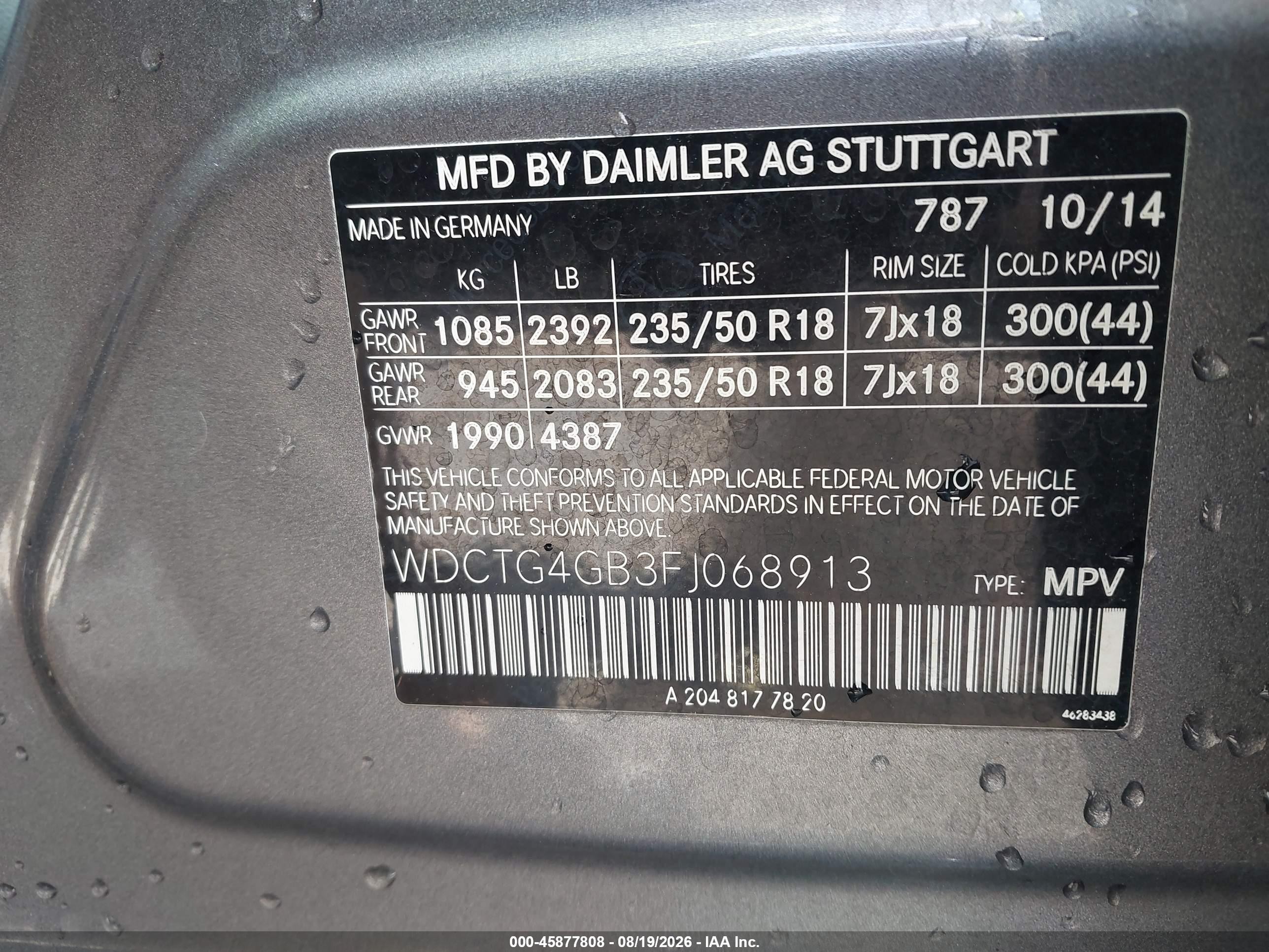 2015 Mercedes-benz Gla 250 4matic Gray vin: WDCTG4GB3FJ068913