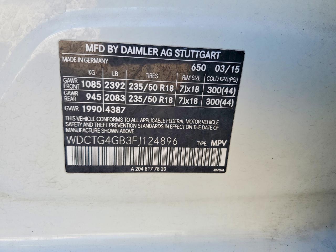 2015 Mercedes-benz Gla 250 4matic Белый vin: WDCTG4GB3FJ124896