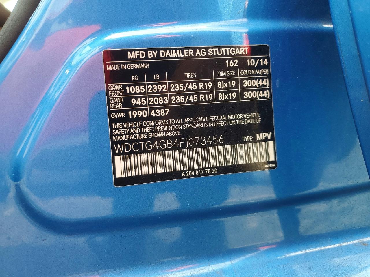 2015 Mercedes-benz Gla 250 4matic Blue vin: WDCTG4GB4FJ073456