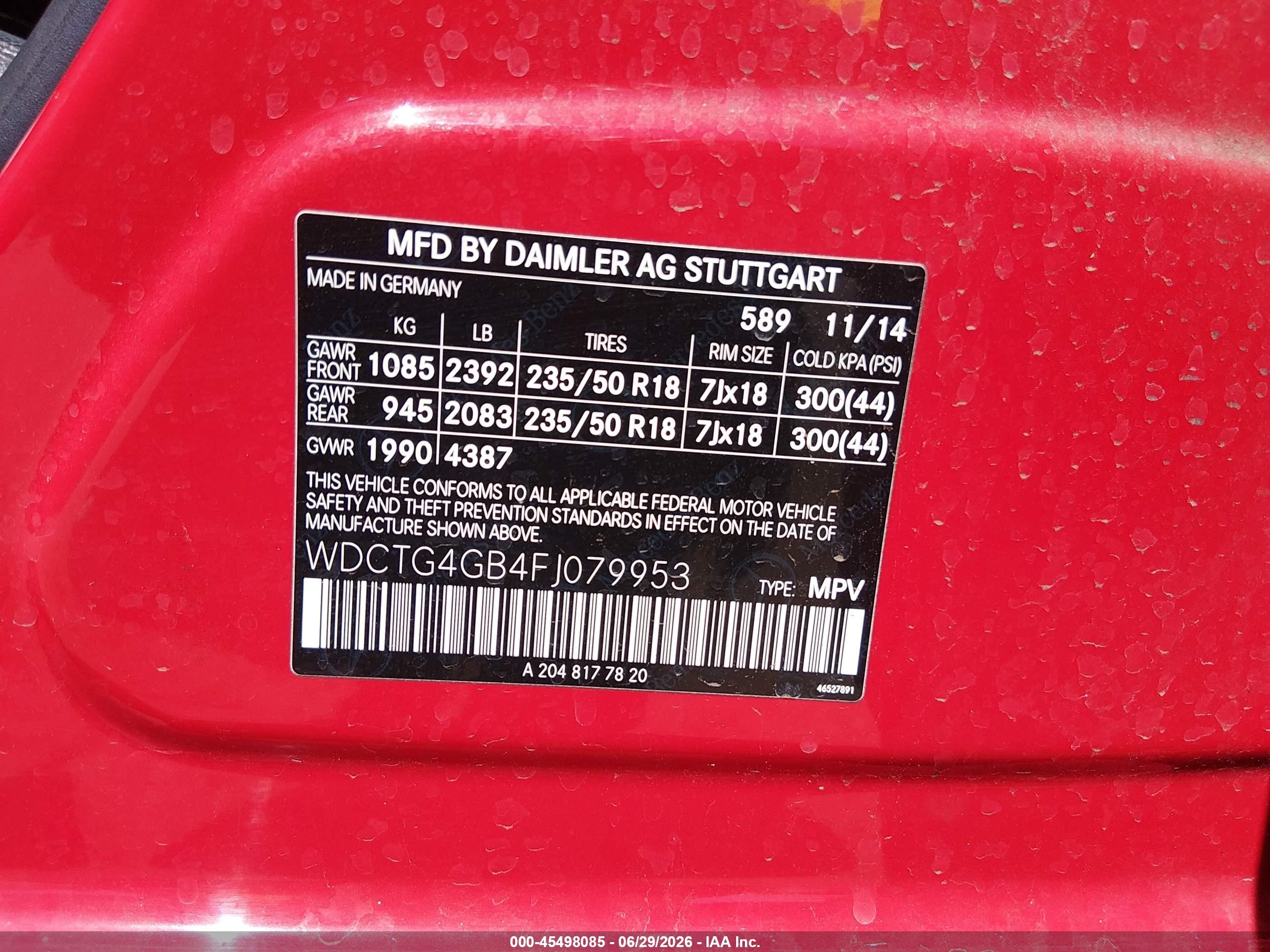 2015 Mercedes-benz Gla 250 4matic Red vin: WDCTG4GB4FJ079953