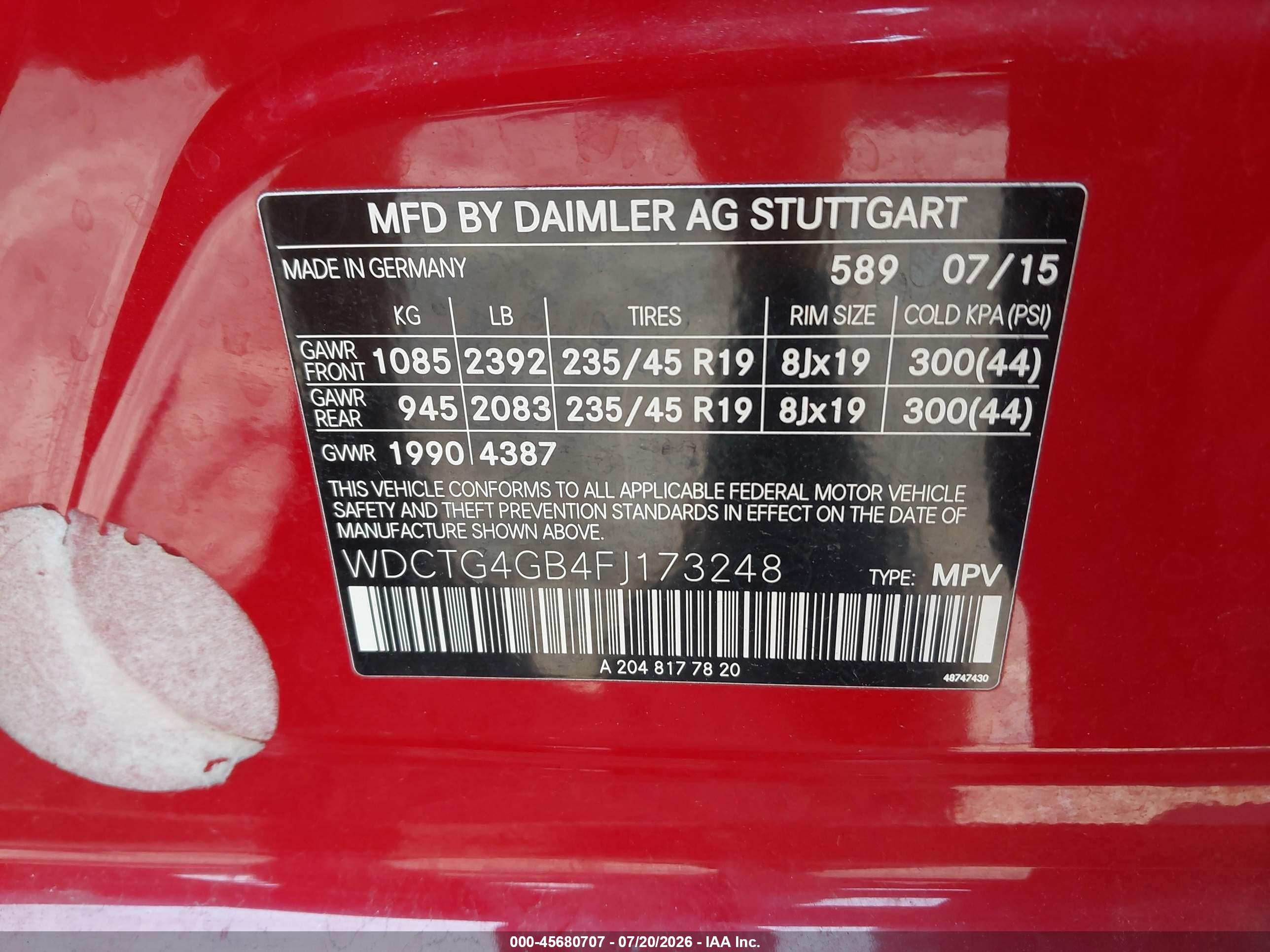 2015 Mercedes-benz Gla 250 4matic Red vin: WDCTG4GB4FJ173248