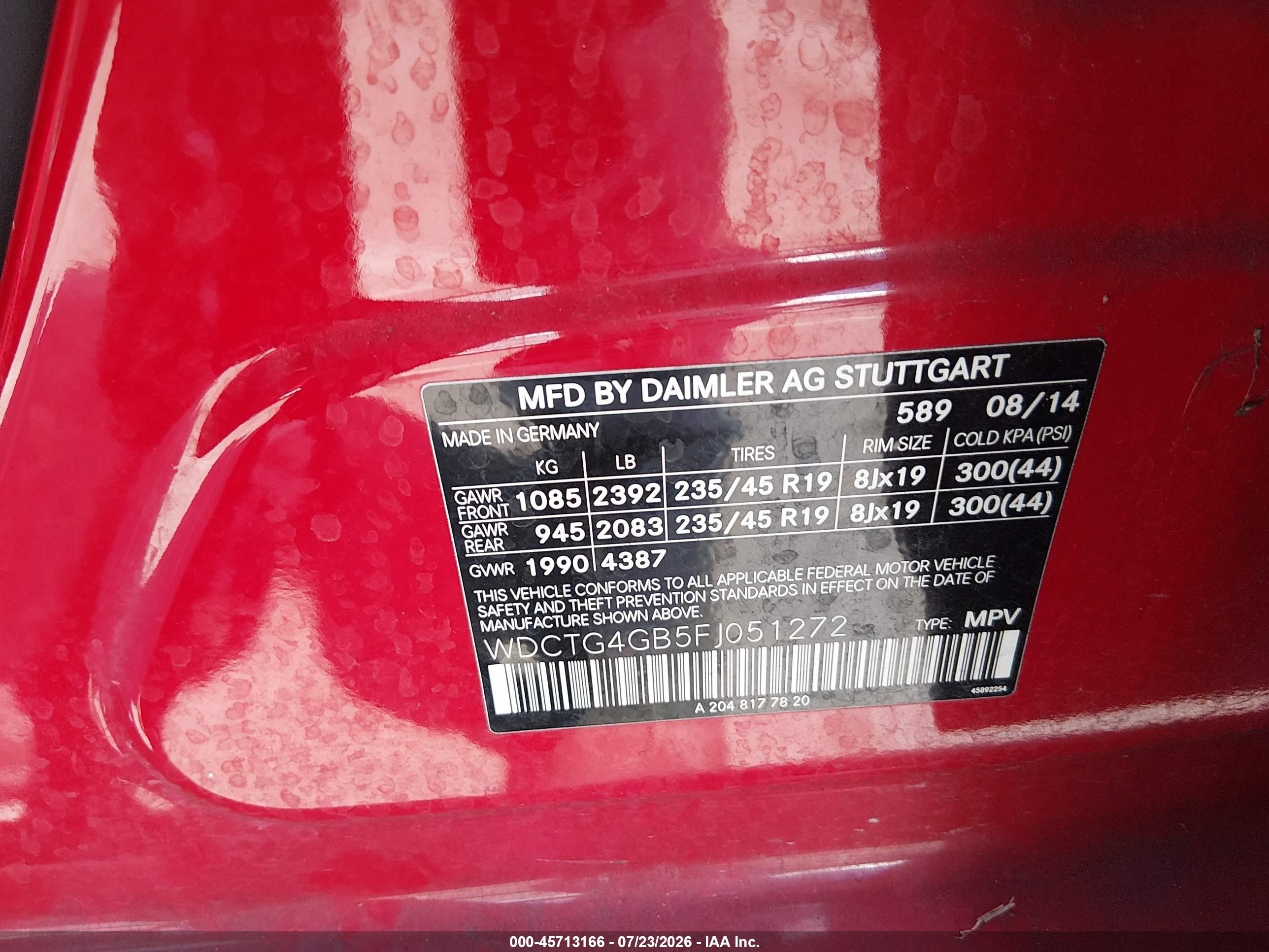 2015 Mercedes-benz Gla 250 4matic Red vin: WDCTG4GB5FJ051272