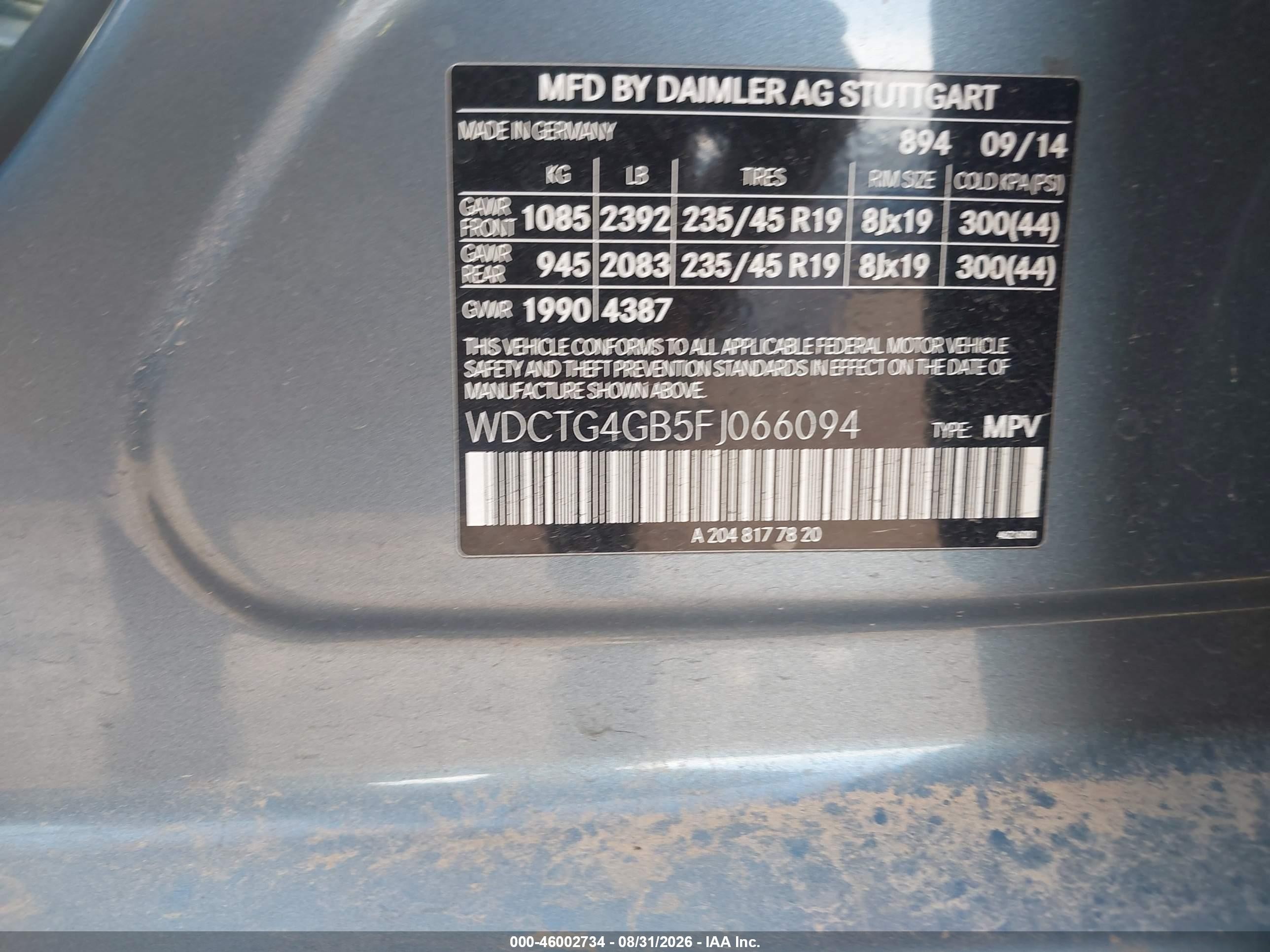 2015 Mercedes-benz Gla 250 4matic Light Blue vin: WDCTG4GB5FJ066094