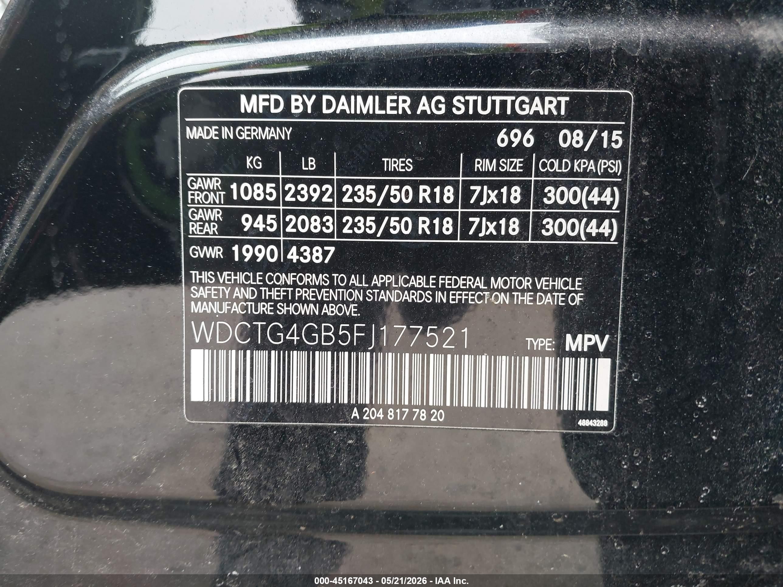 2015 Mercedes-benz Gla 250 4matic Черный vin: WDCTG4GB5FJ177521