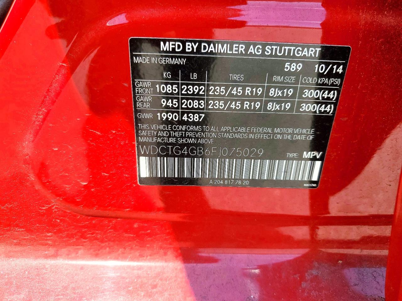 2015 Mercedes-benz Gla 250 4matic Red vin: WDCTG4GB6FJ075029