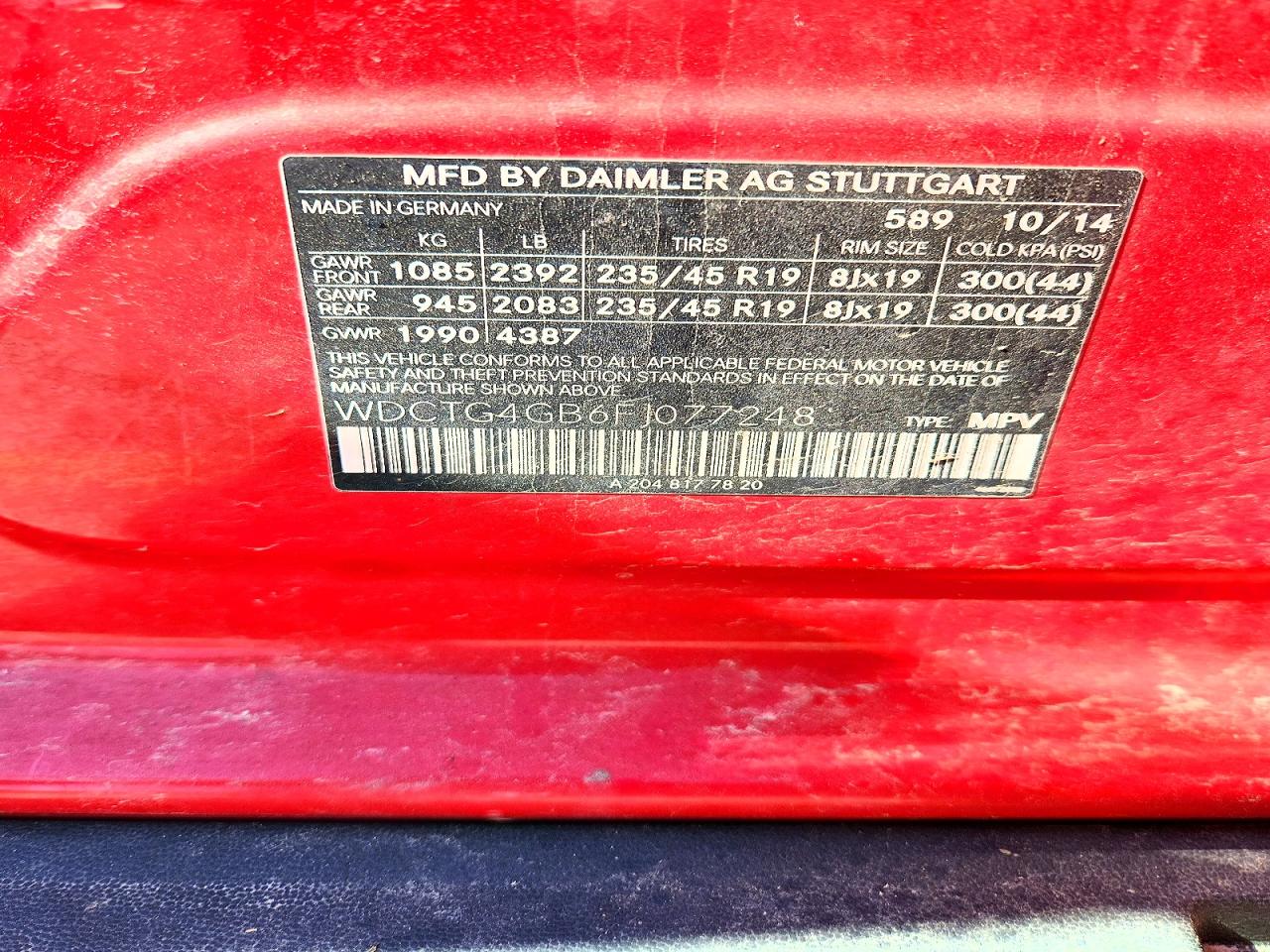 2015 Mercedes-benz Gla 250 4matic Red vin: WDCTG4GB6FJ077248