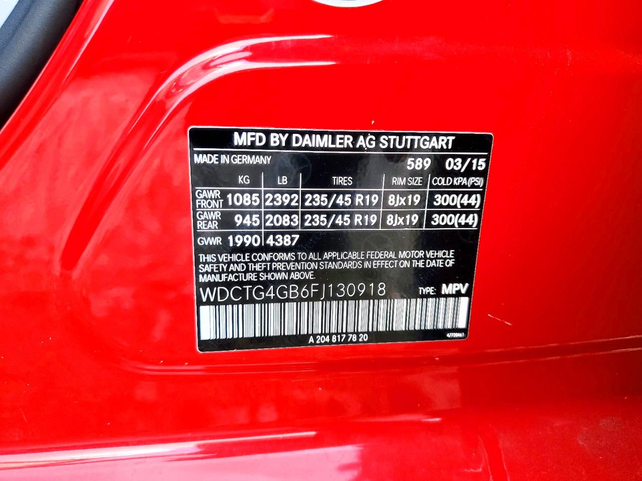 2015 Mercedes-benz Gla 250 4matic Красный vin: WDCTG4GB6FJ130918