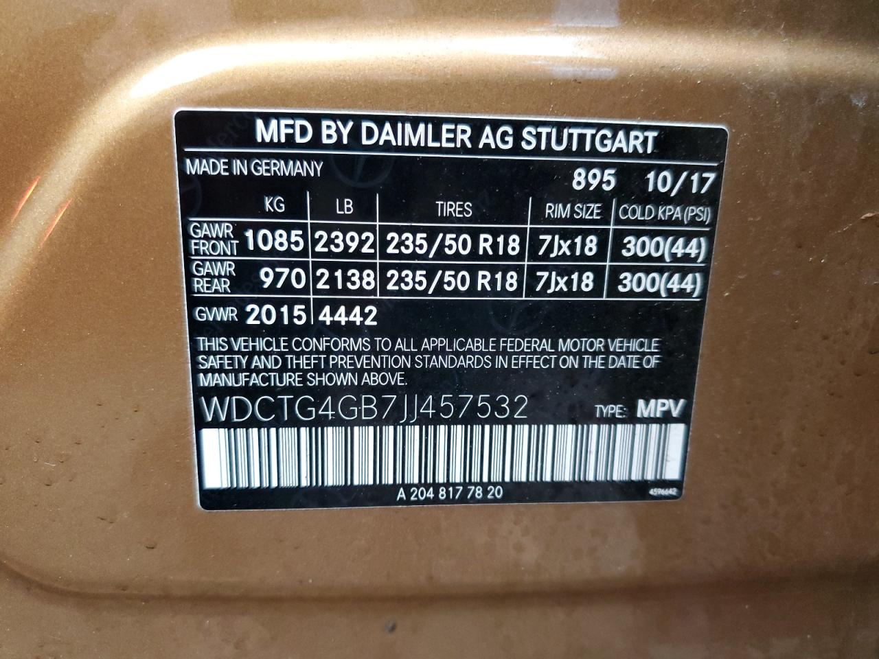 2018 Mercedes-benz Gla 250 4matic Золотой vin: WDCTG4GB7JJ457532