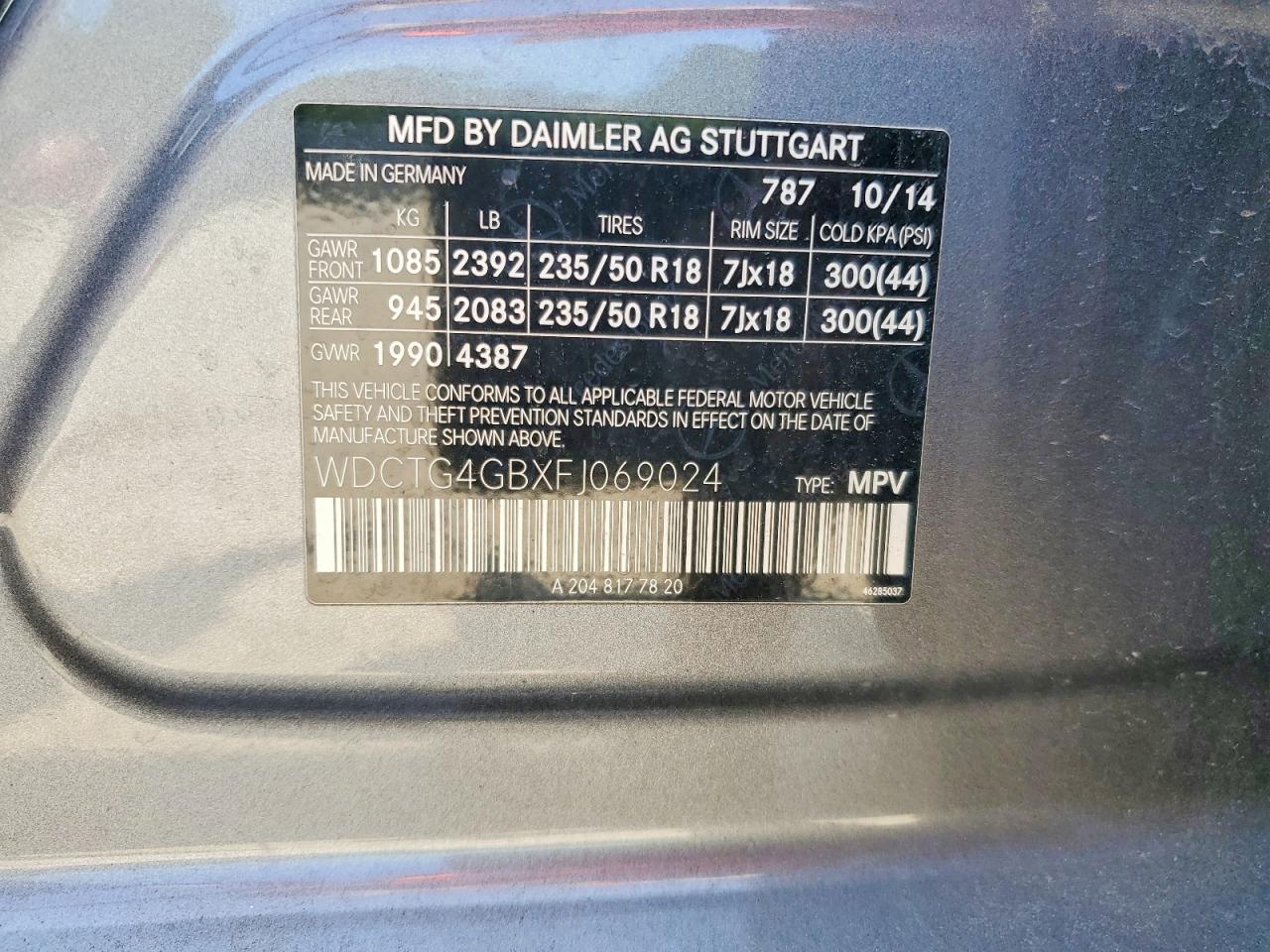 2015 Mercedes-benz Gla 250 4matic Gray vin: WDCTG4GBXFJ069024