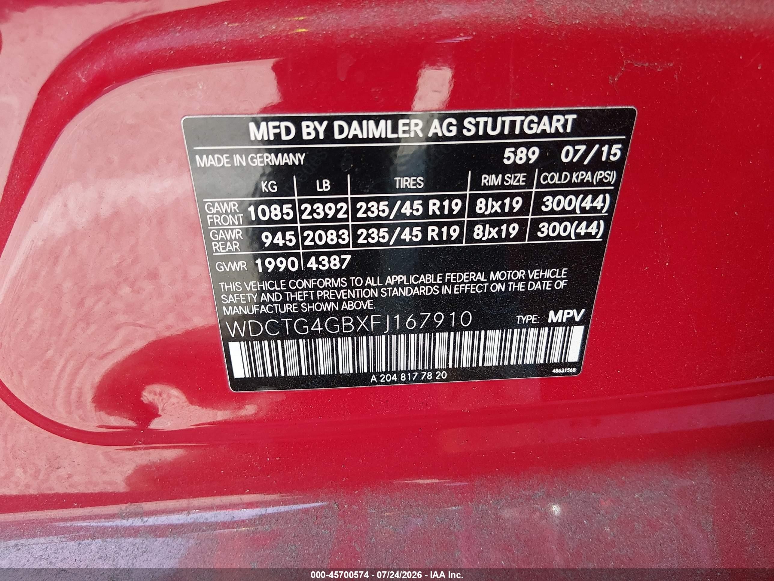 2015 Mercedes-benz Gla 250 4matic Red vin: WDCTG4GBXFJ167910